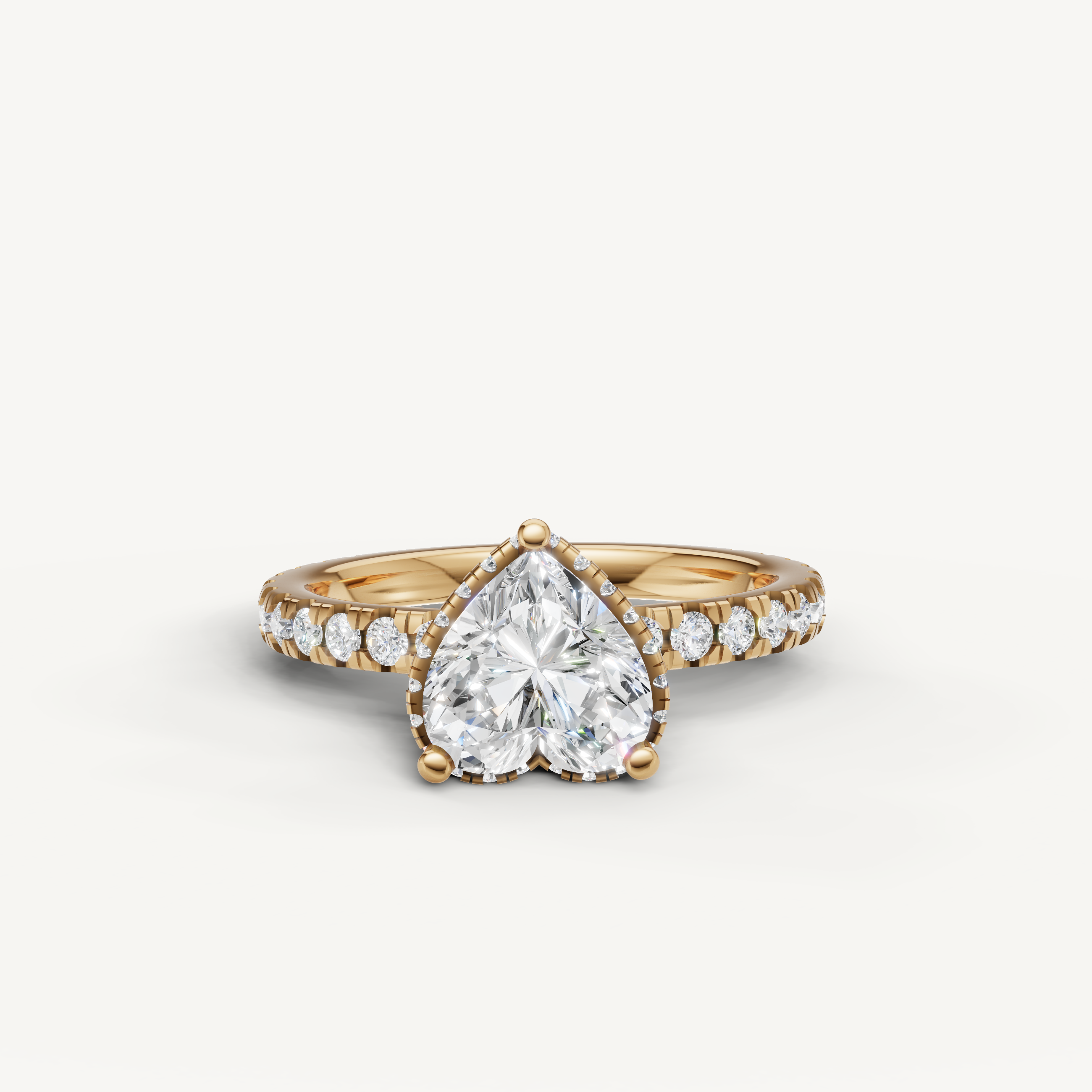heart shaped lab grown diamond engagement ring in 14k yellow gold