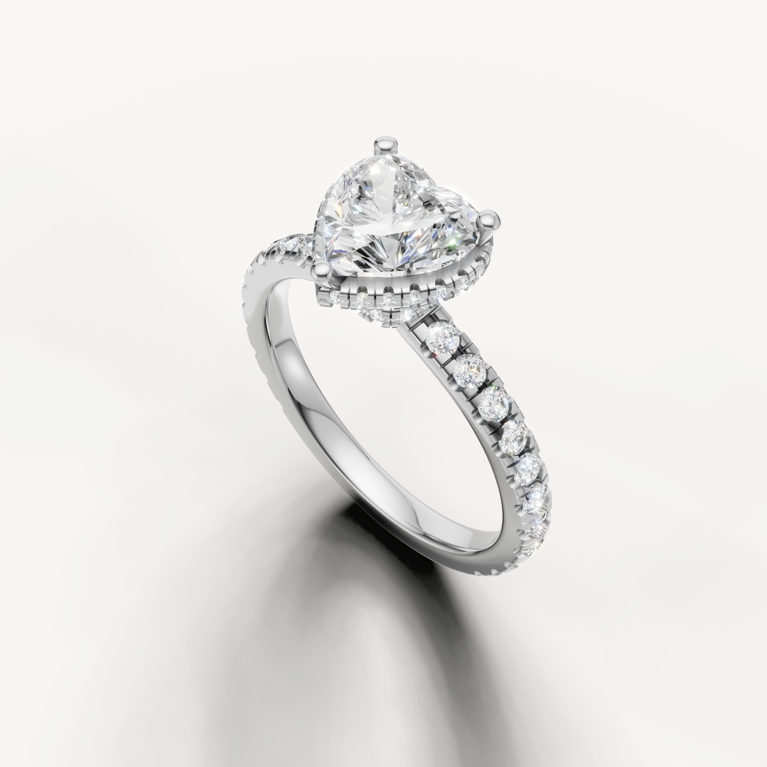IGI certified heart cut lab grown diamond ring for women