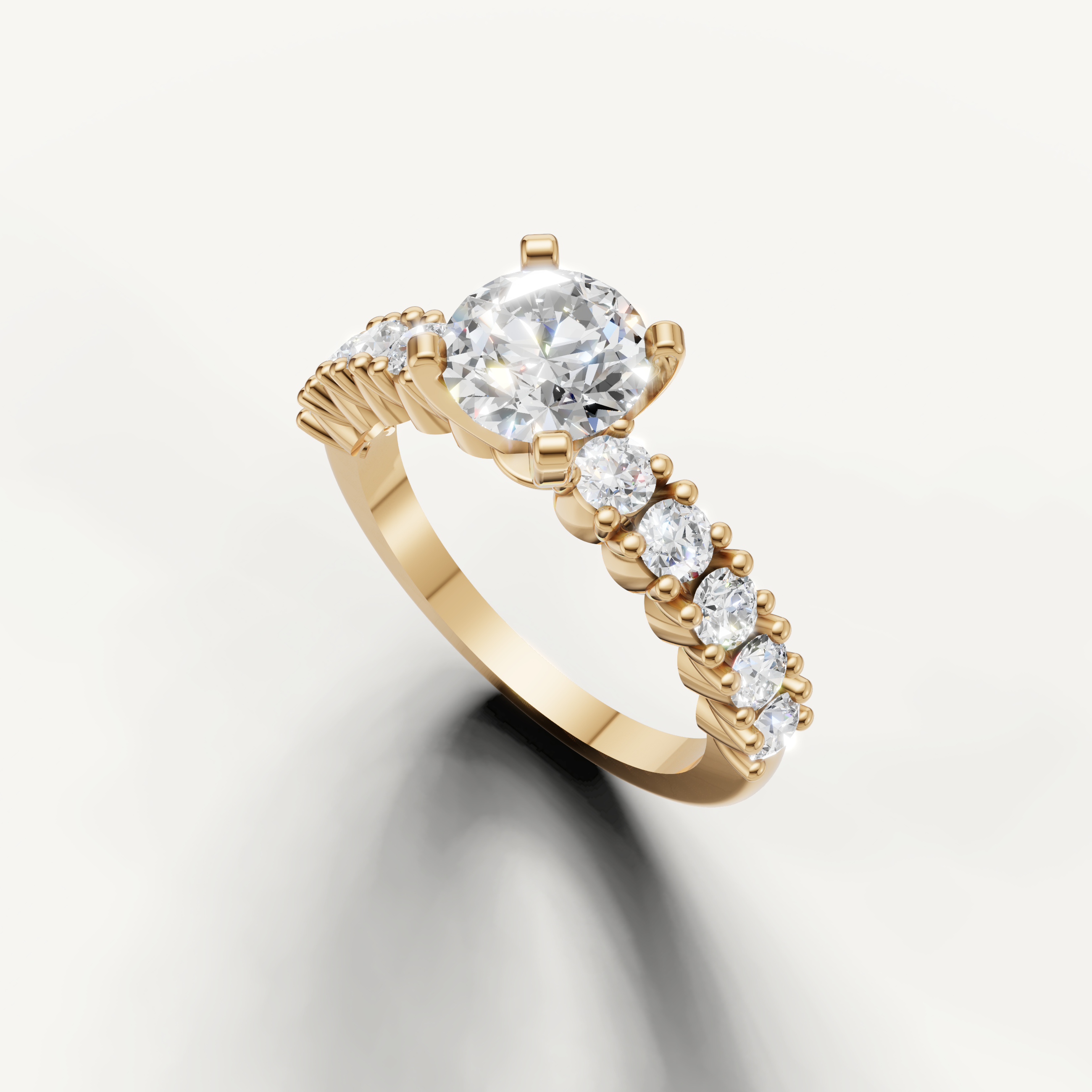 Round diamond engagement ring with vintage inspired setting from Raul Diamonds