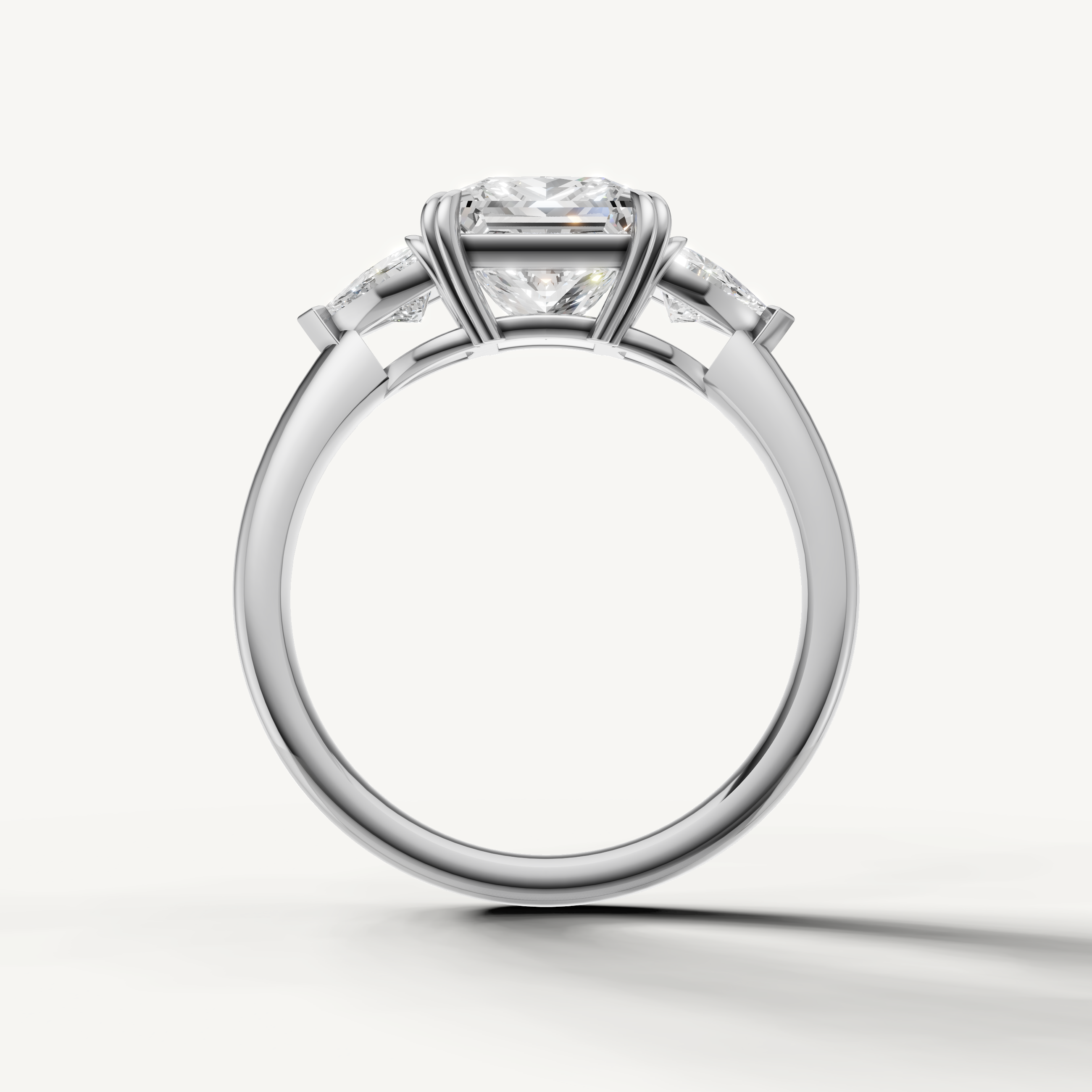 timeless princess cut lab grown diamond ring with tapered trillion side stones