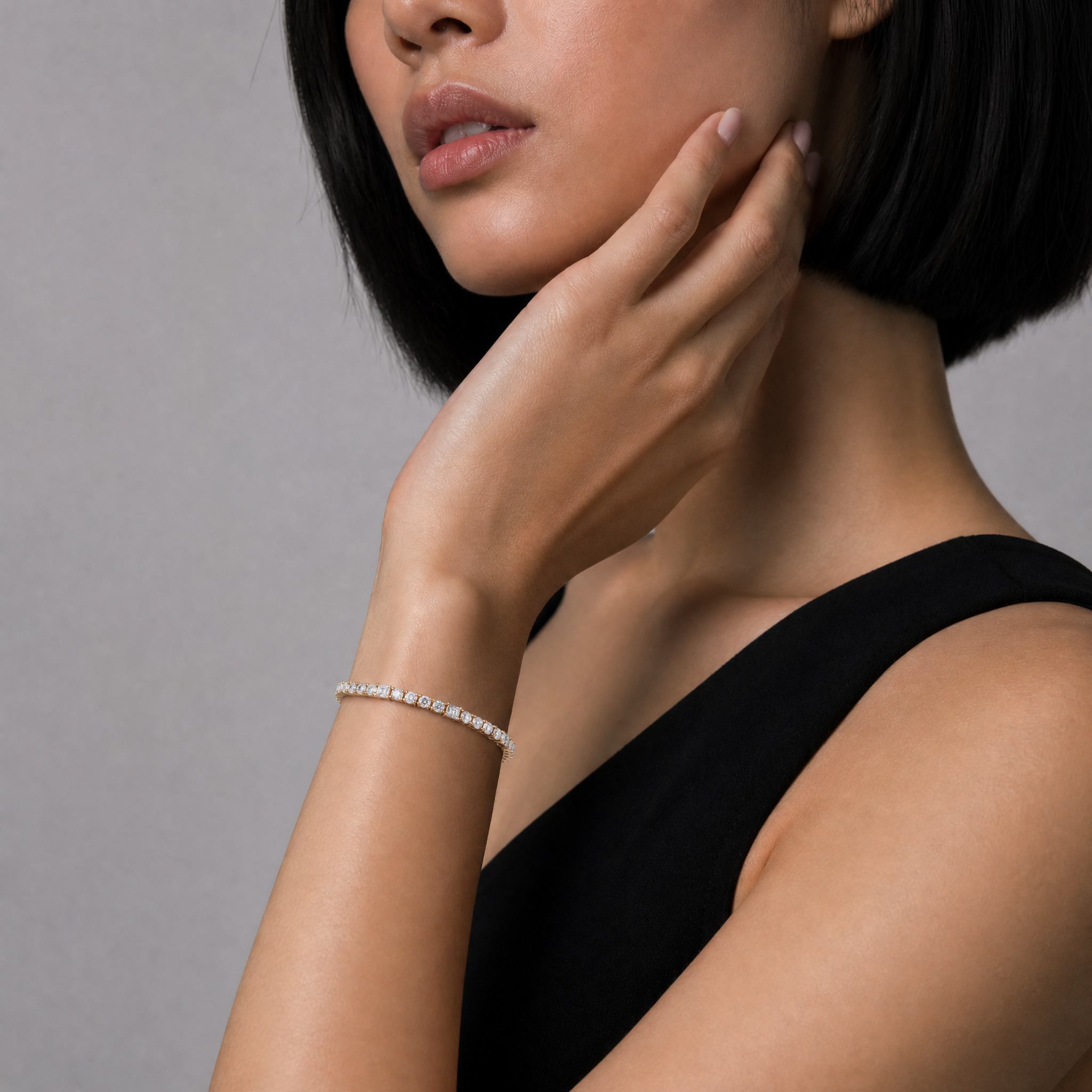 Multi-Shape Lab Grown Diamond Eternity Tennis Bracelet in 14K Gold