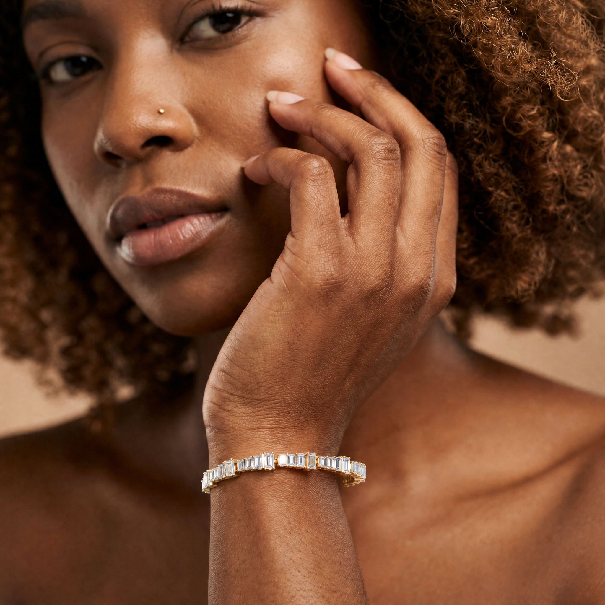 Baguette Lab Grown Diamond Sunburst Bangle Bracelet in 14K Gold