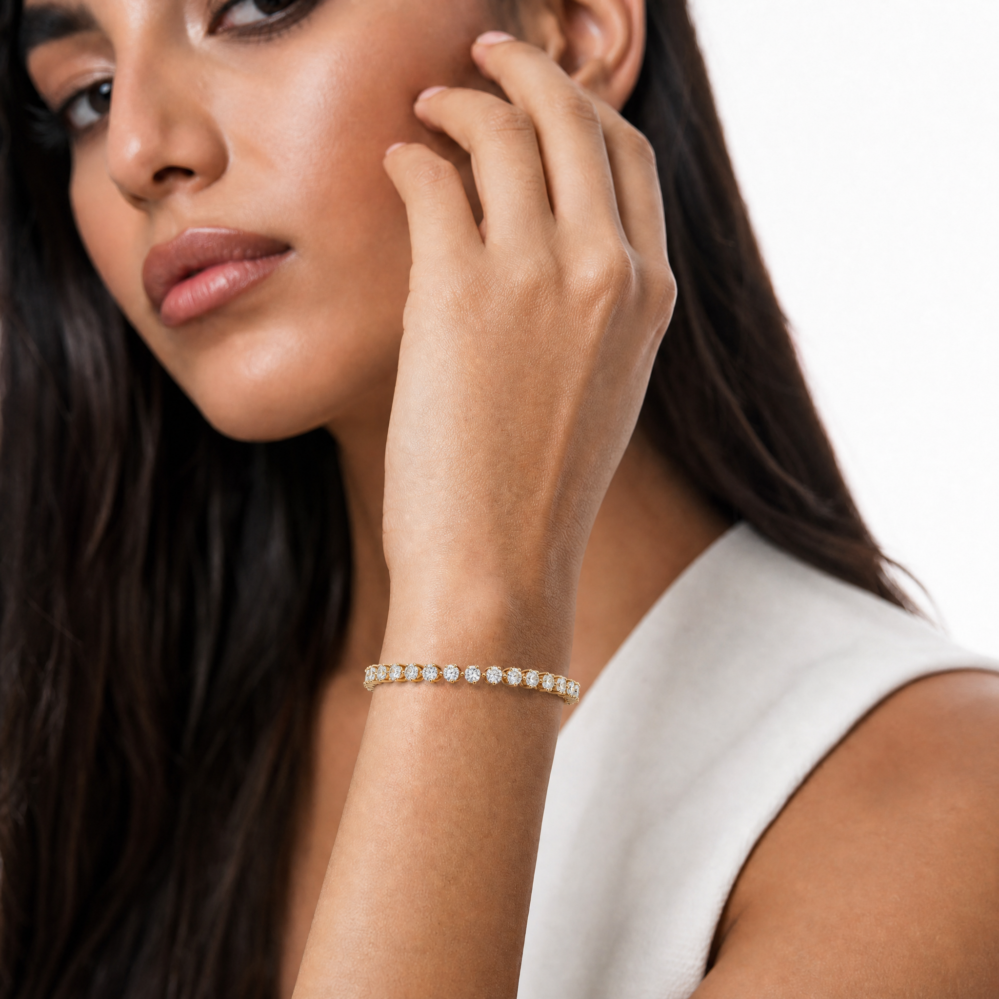 Classic Round Brilliant Lab Grown Diamond Tennis Bracelet in 14K Gold