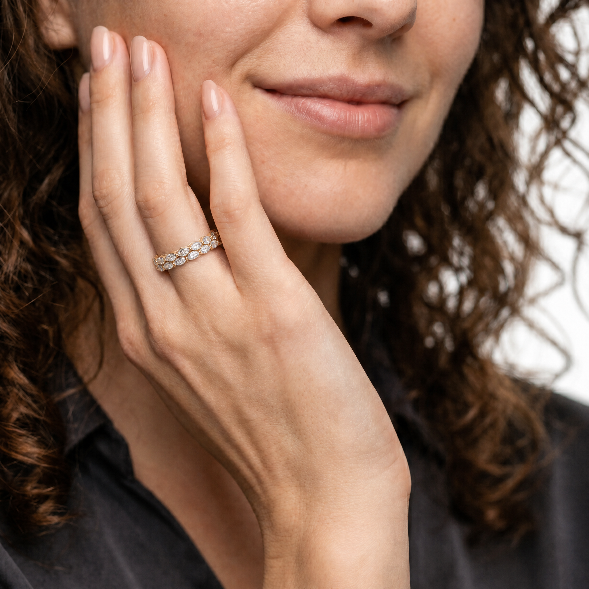 Two Row Marquise Lab Grown Diamond Eternity Band in 14K Gold