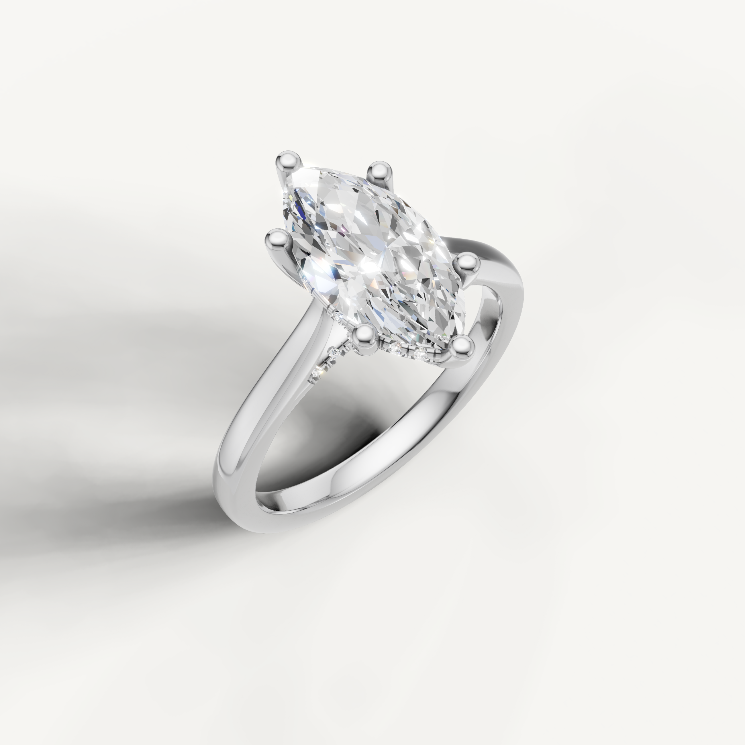 timeless marquise lab grown diamond engagement ring with modern white gold setting