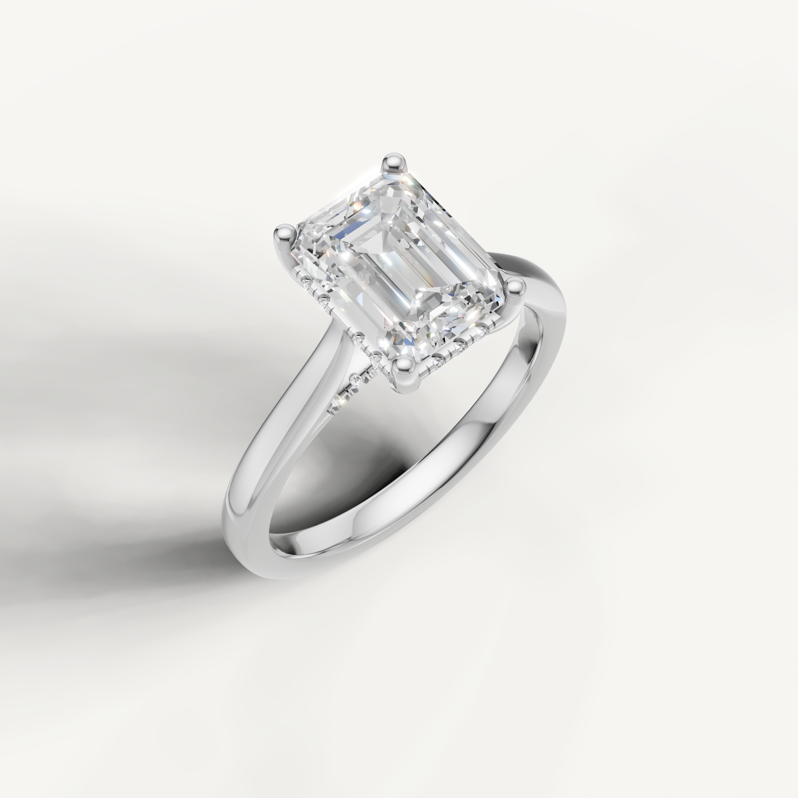 sophisticated emerald cut lab grown diamond ring with hall of mirrors sparkle