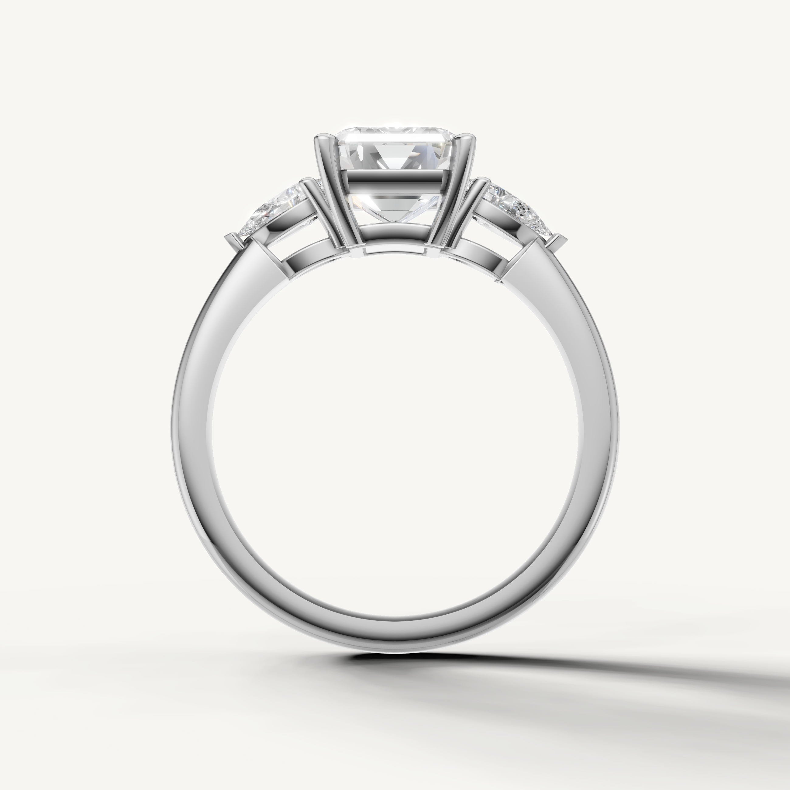 classic emerald cut lab grown diamond ring with marquise accents white gold