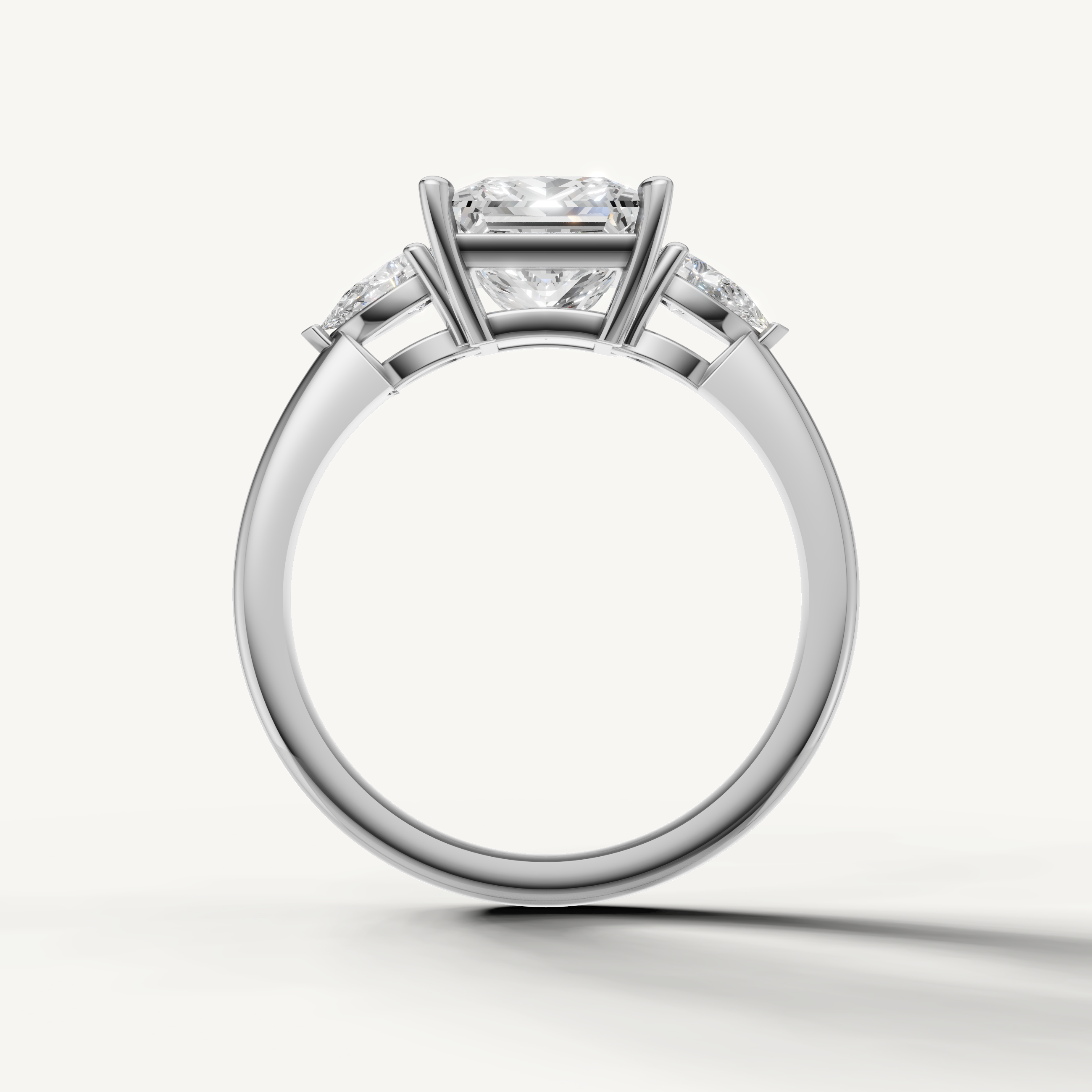 elegant princess cut lab grown diamond engagement ring with pear side accents