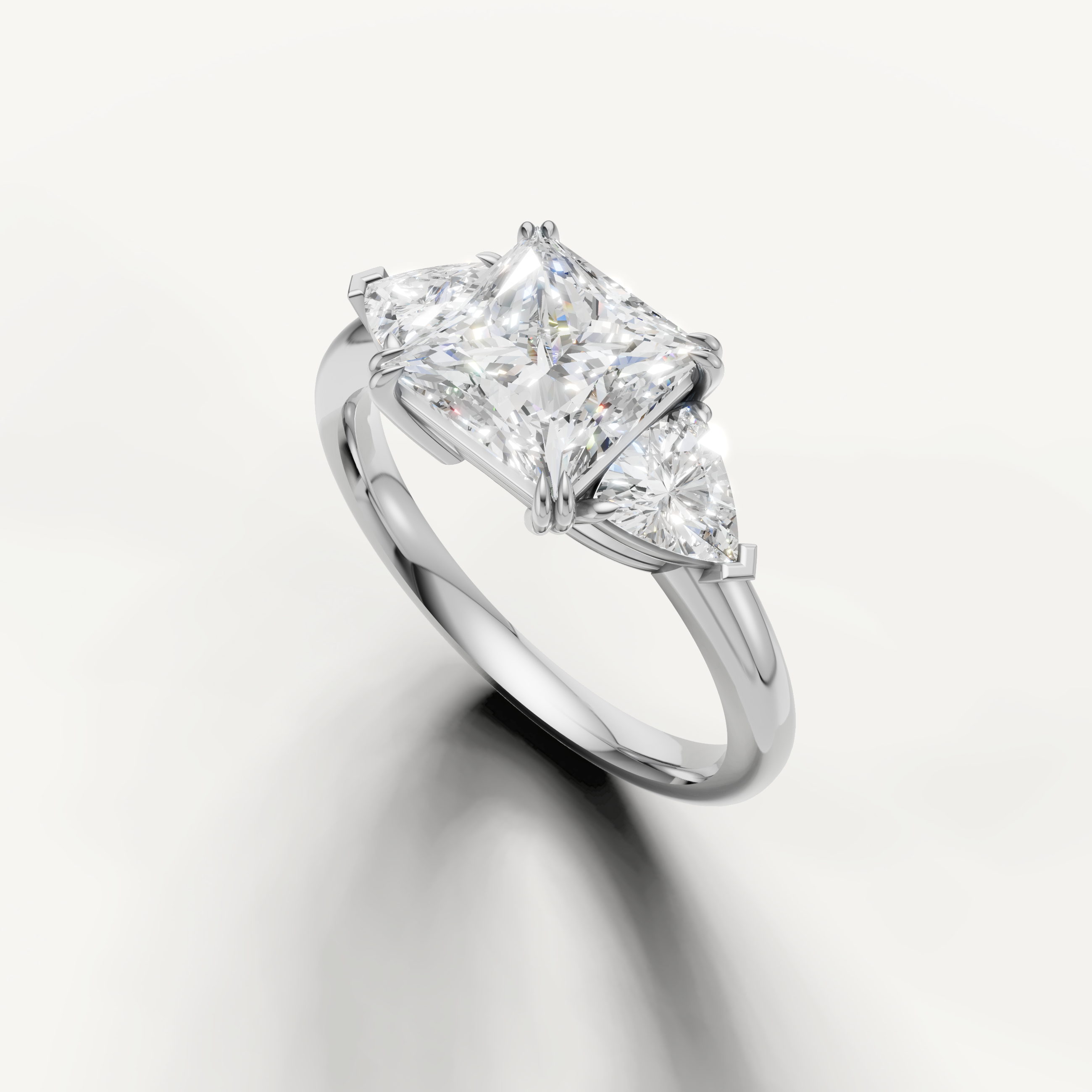elegant princess cut lab grown diamond engagement ring with sleek white gold setting