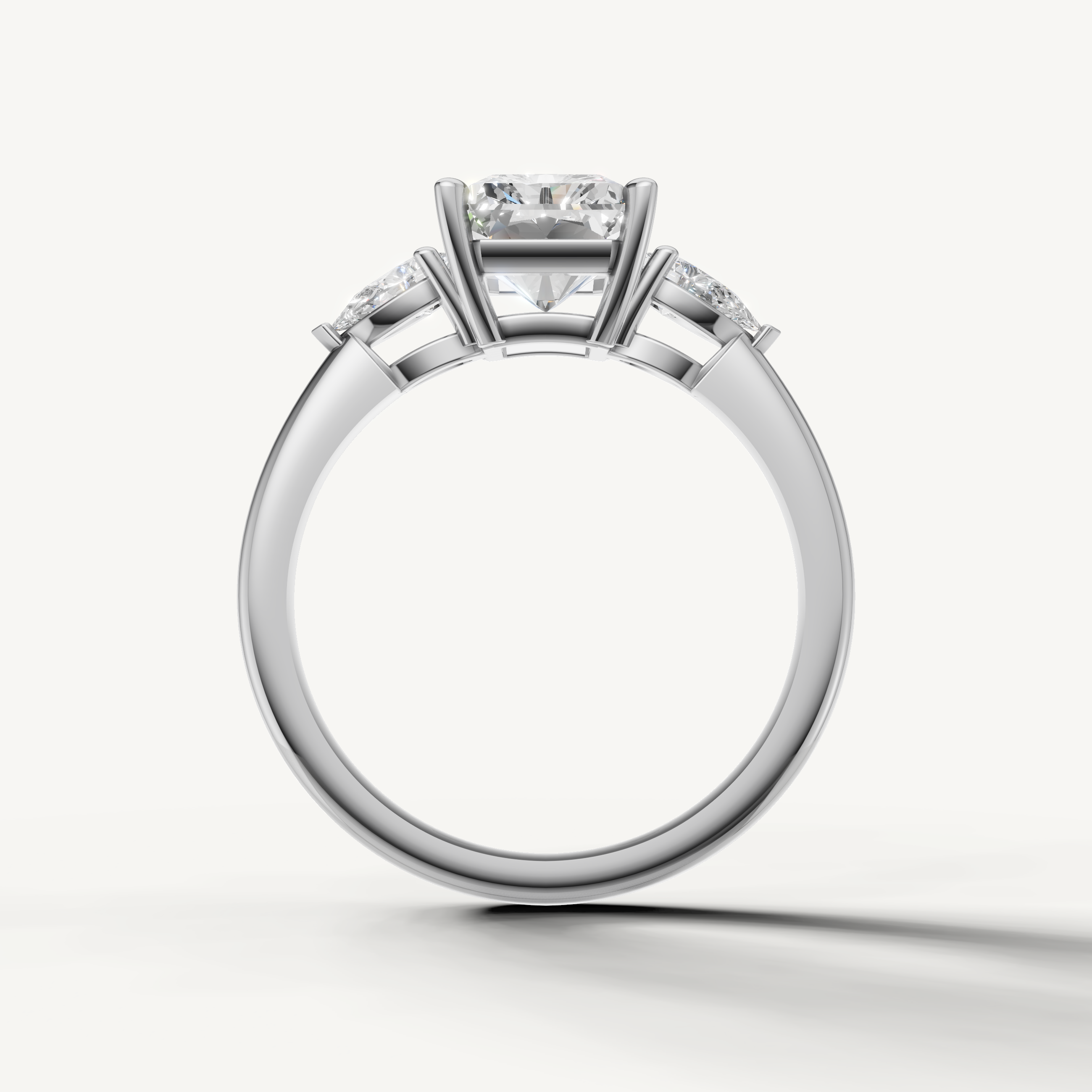 sophisticated radiant cut lab grown diamond engagement ring with pear accents