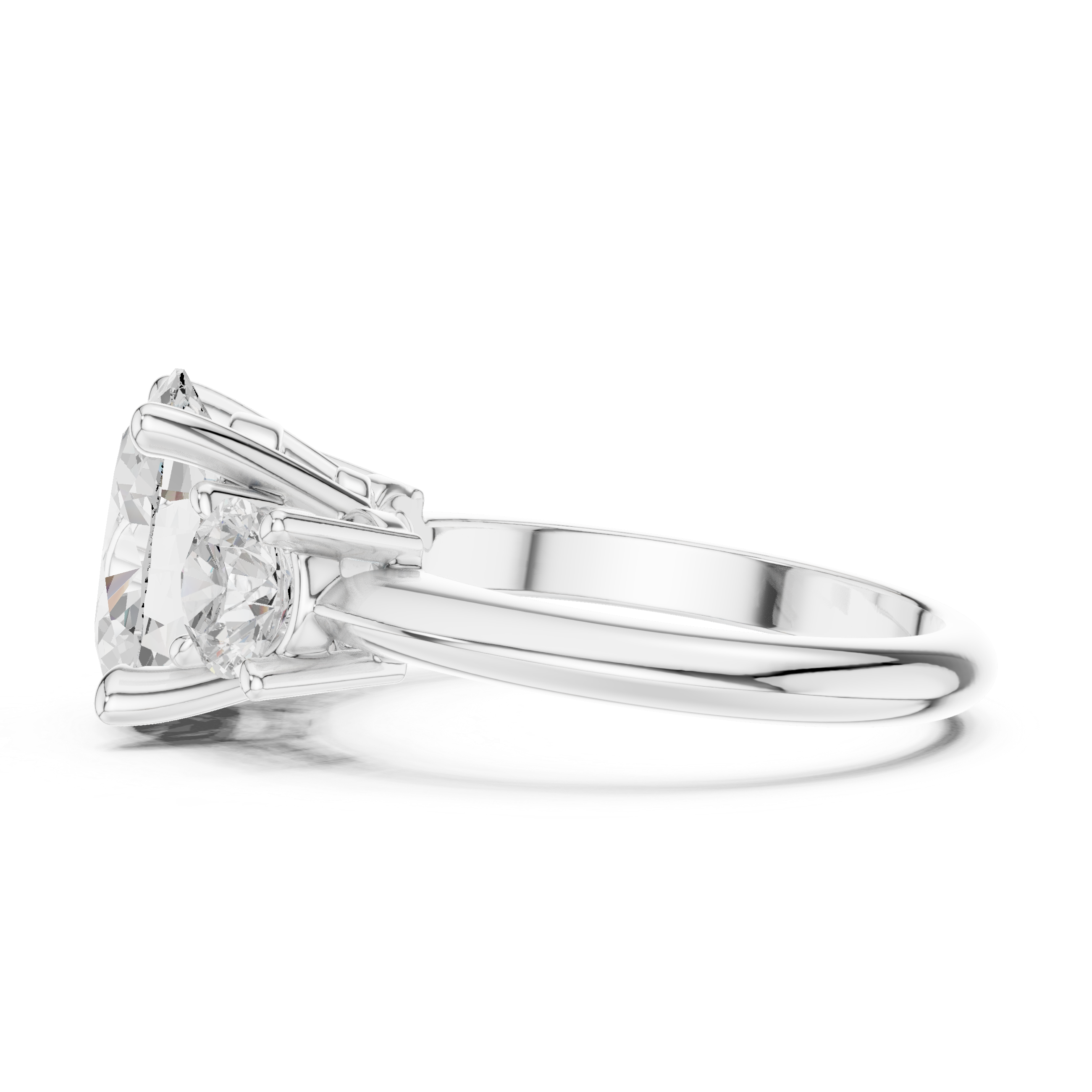 Lab grown oval diamond three stone classic engagement ring