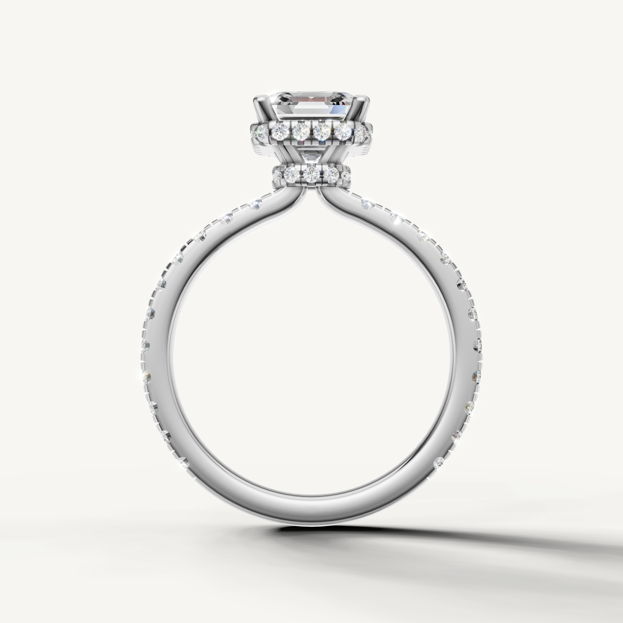 vintage inspired asscher diamond engagement ring with hidden halo