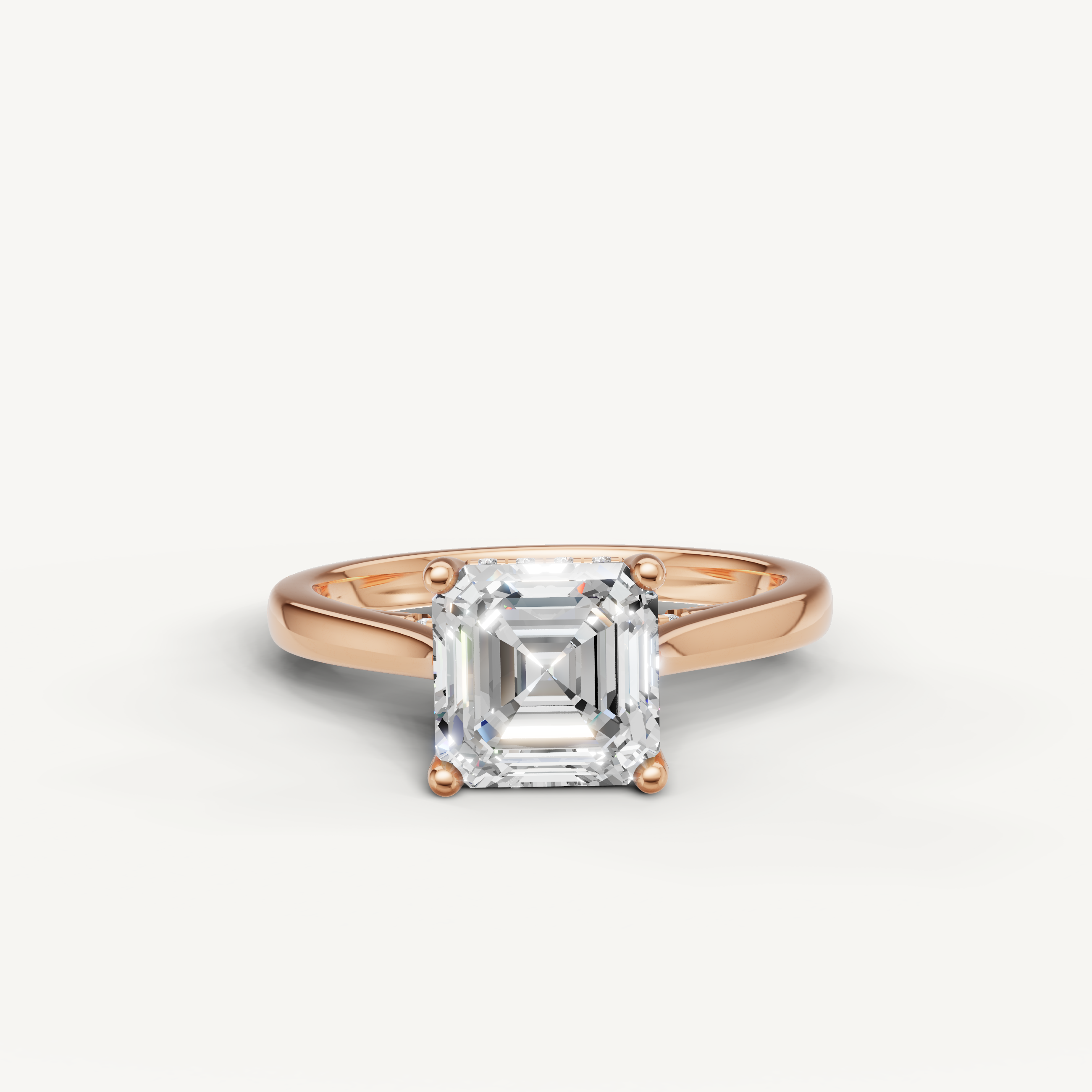 asscher cut lab grown diamond solitaire engagement ring in 14k rose gold