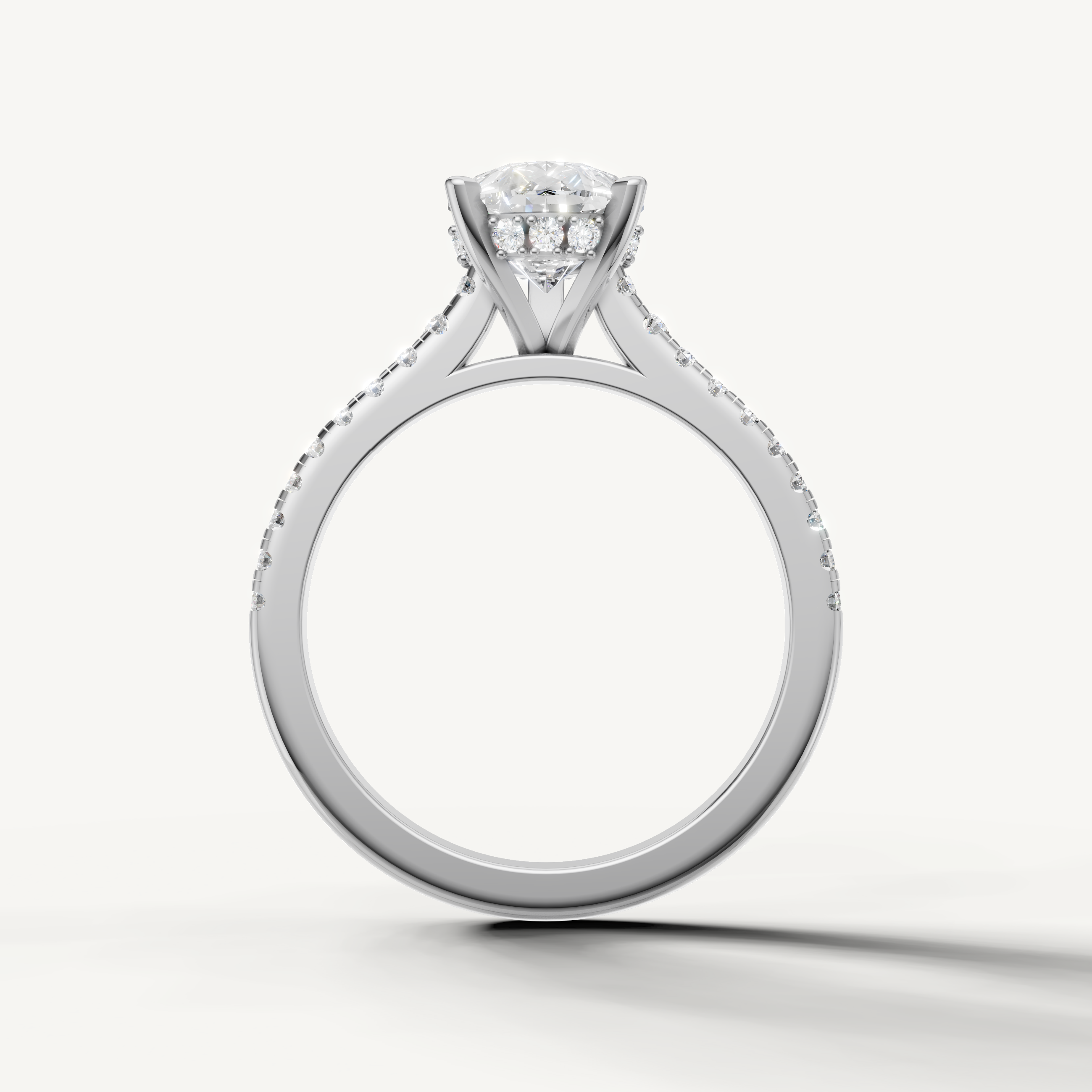 Timeless pear cut lab grown diamond engagement ring in polished white gold by Raul Diamonds