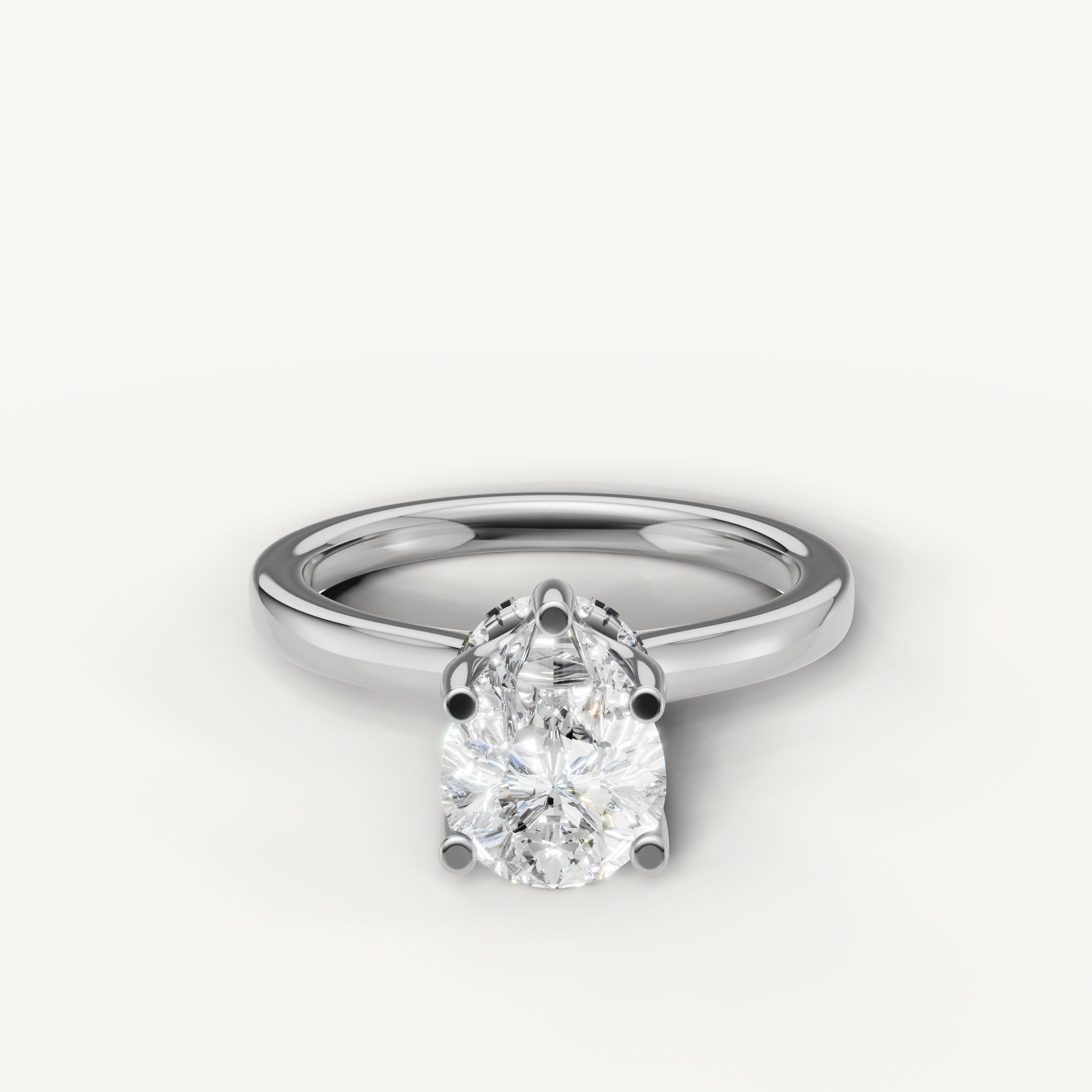 pear cut lab grown diamond solitaire engagement ring in 14k white gold