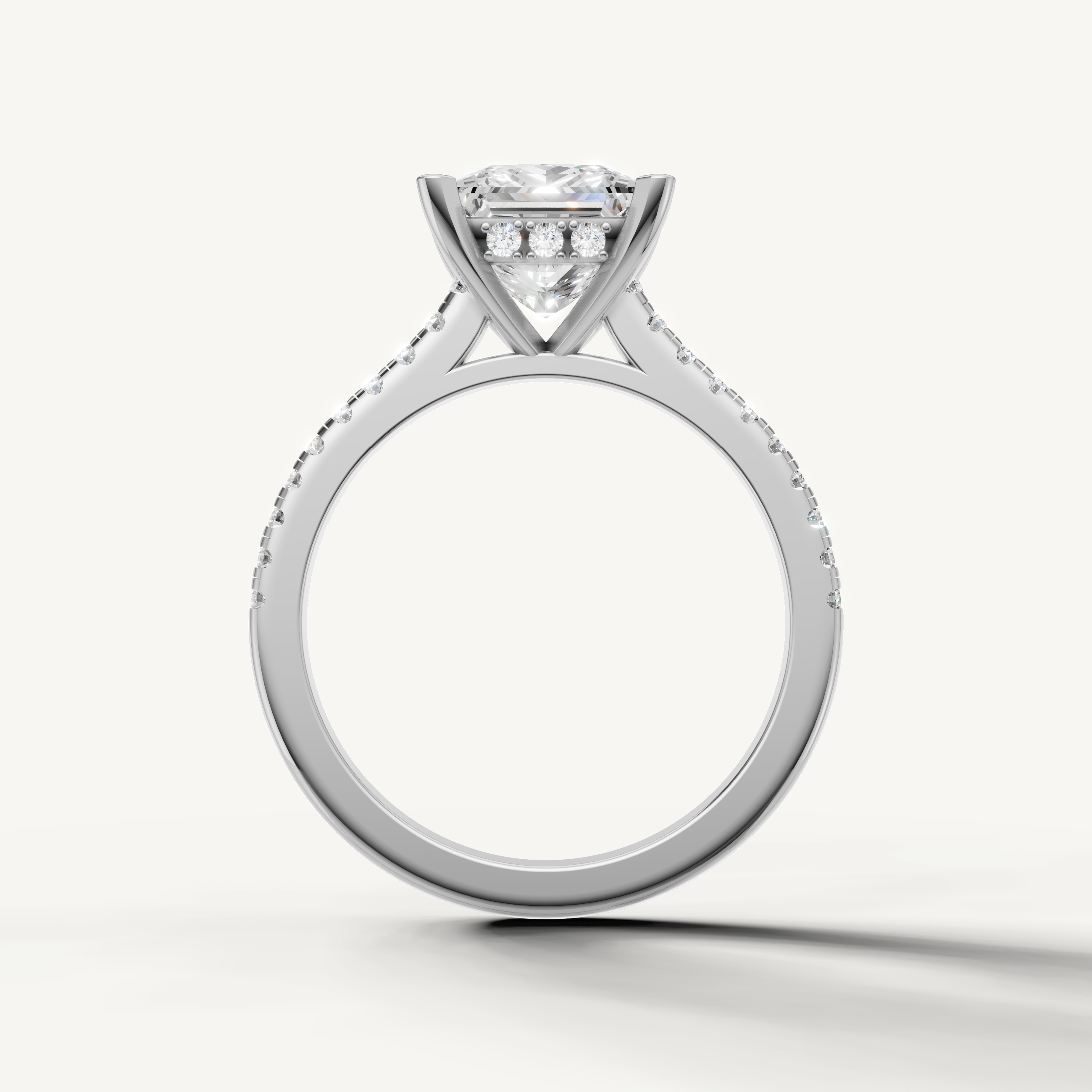 Timeless princess cut lab grown diamond engagement ring in polished white gold by Raul Diamonds