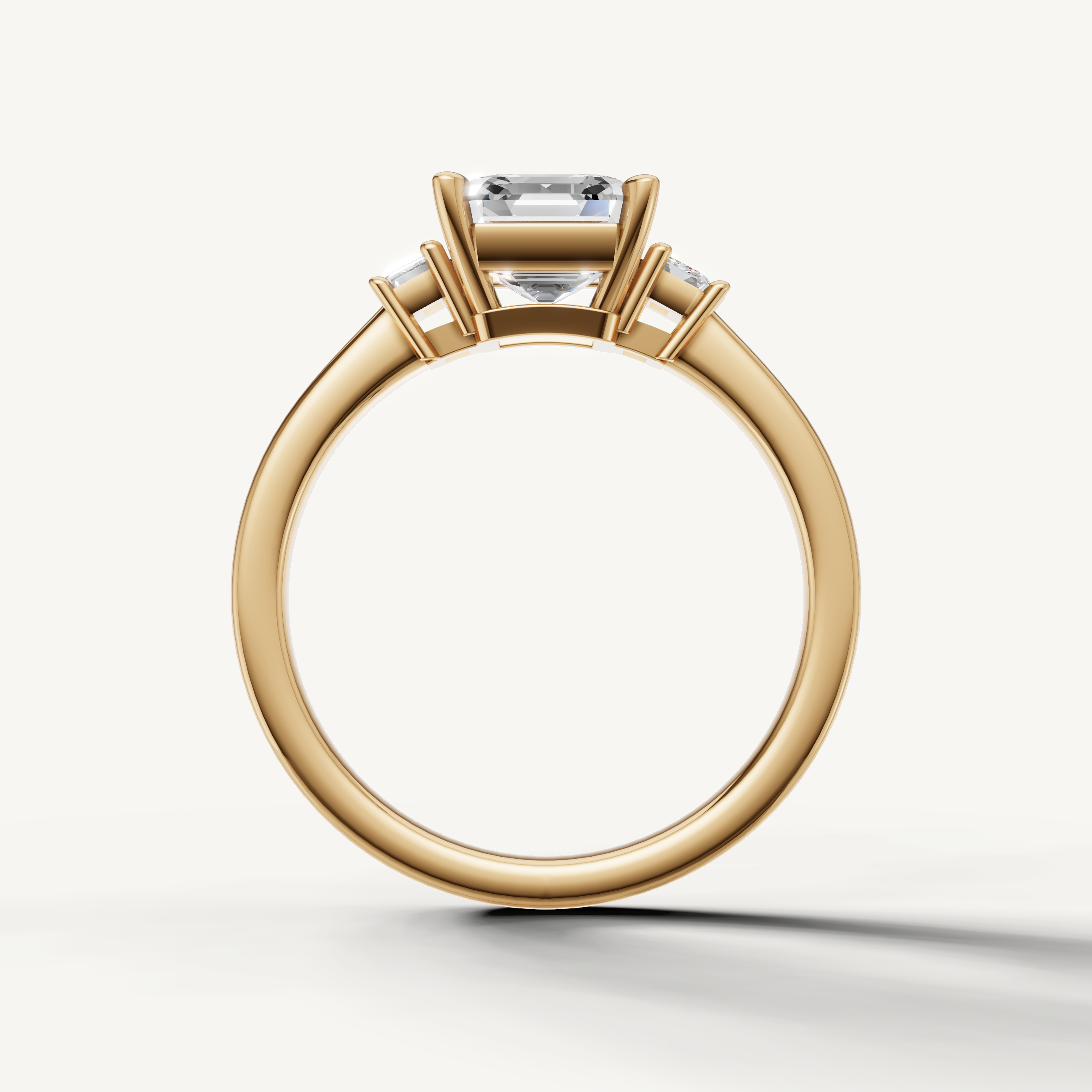 Fine jewelry Asscher cut lab grown diamond engagement ring in 14K yellow gold