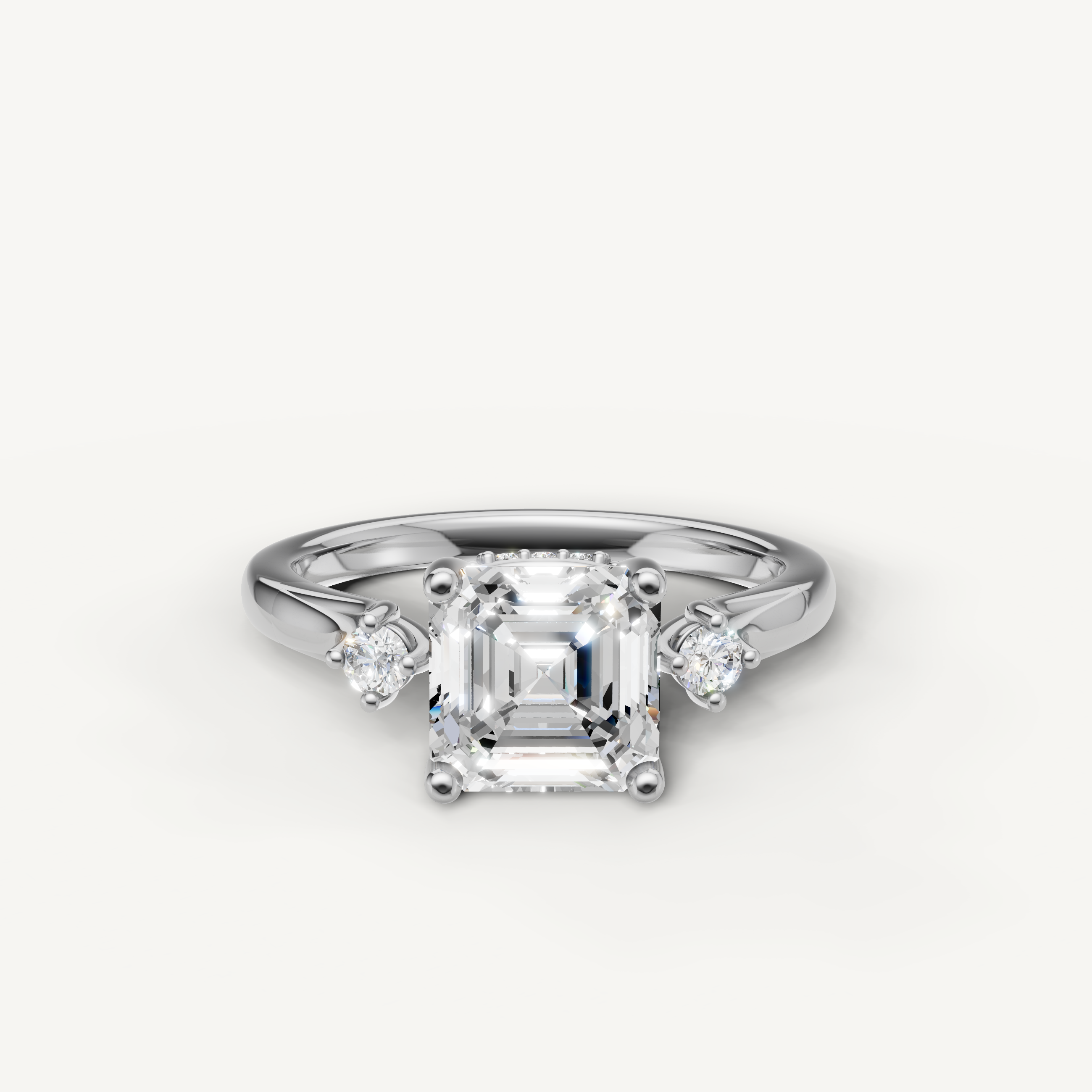 Classic asscher cut diamond engagement ring with sleek polished band and ethical lab grown center stone