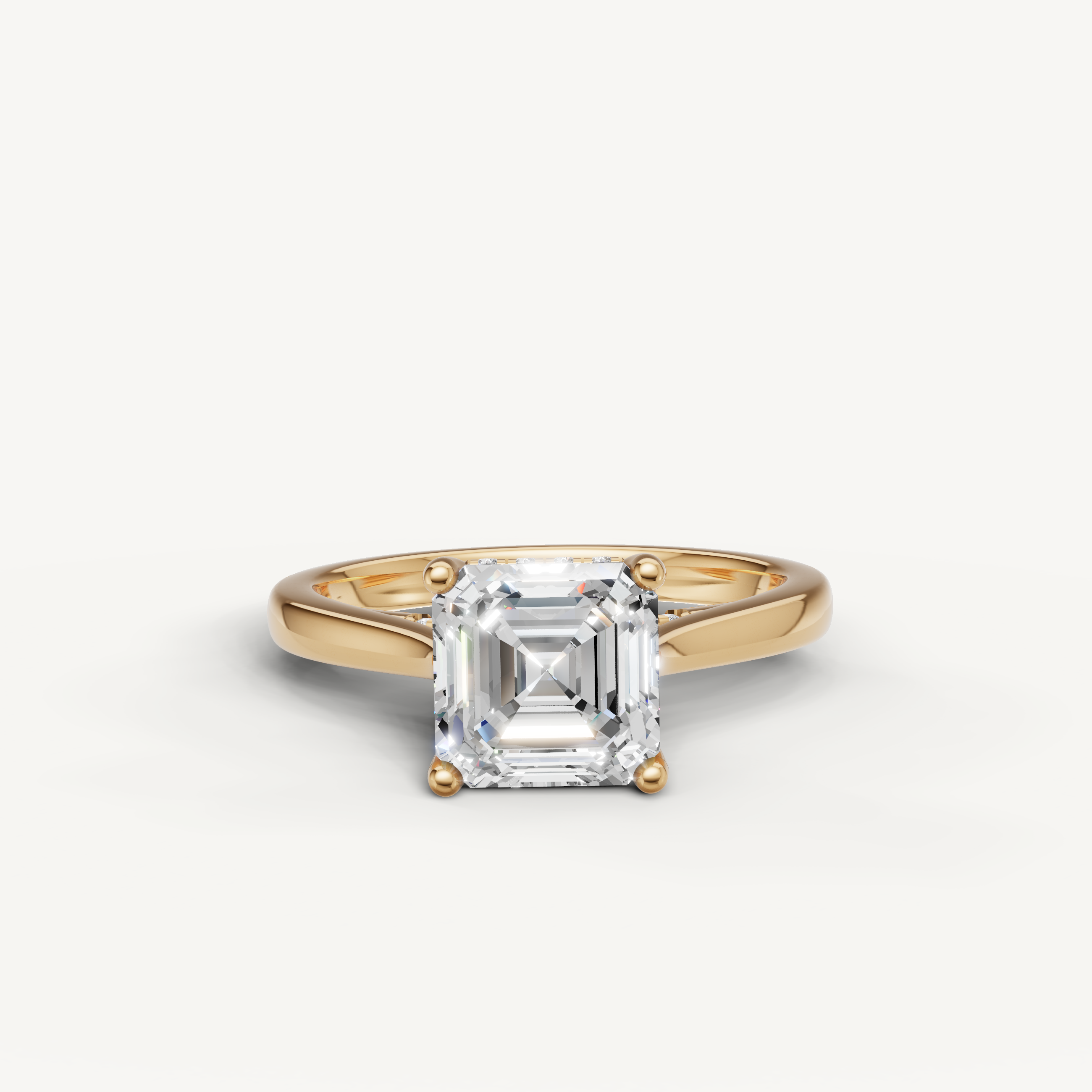 asscher cut lab grown diamond solitaire engagement ring in 14k yellow gold