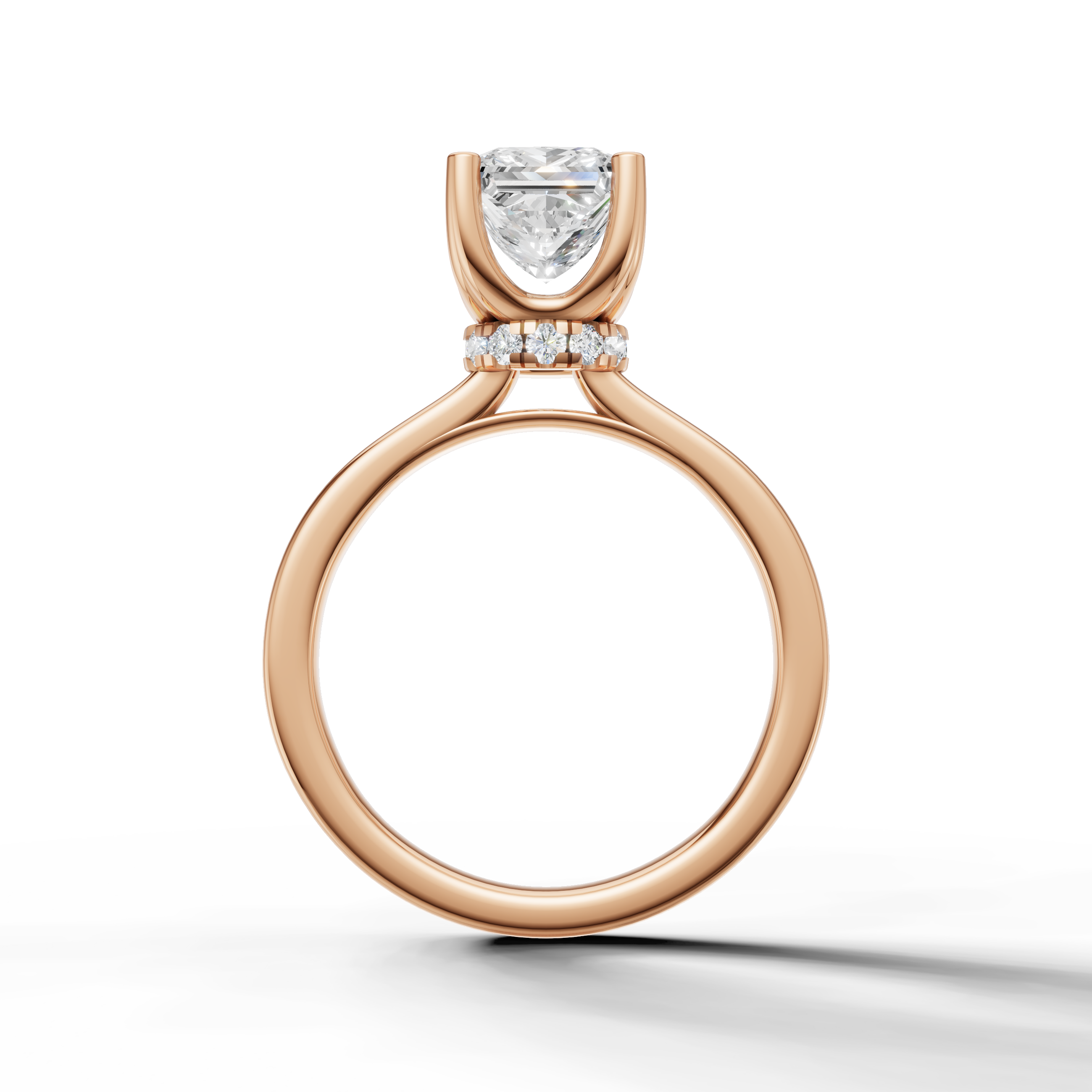 minimalist princess cut lab grown diamond engagement ring with refined rose gold setting