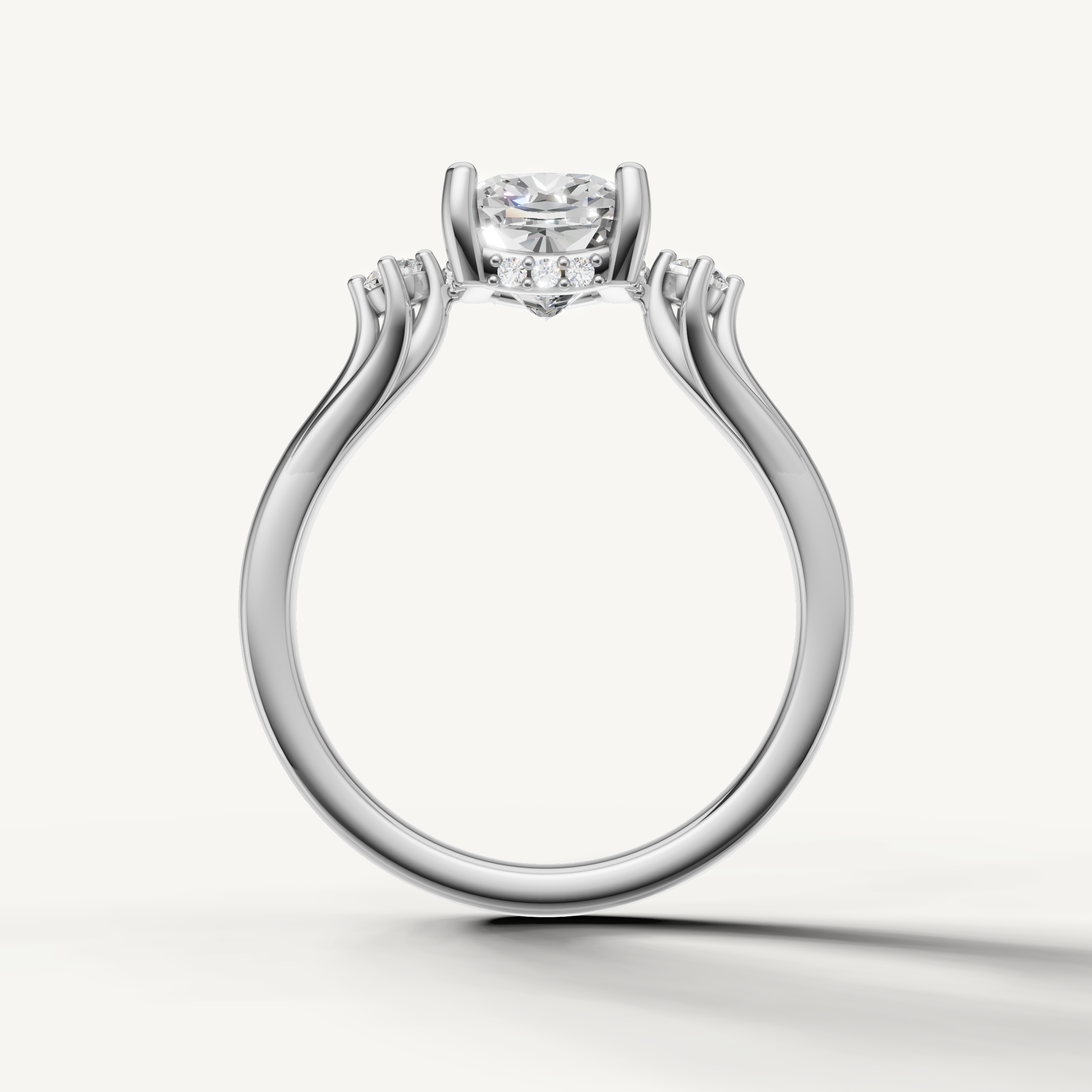 Luxury cushion cut lab grown diamond ring in white gold with refined modern elegance