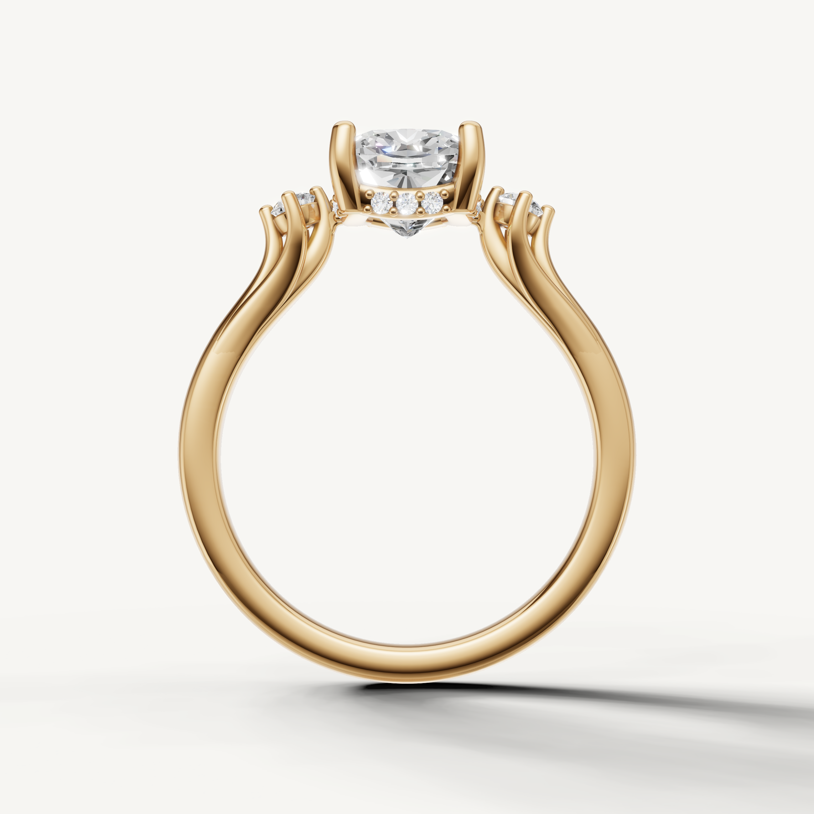 14K yellow gold cushion cut diamond ring with timeless sparkle and minimalist setting