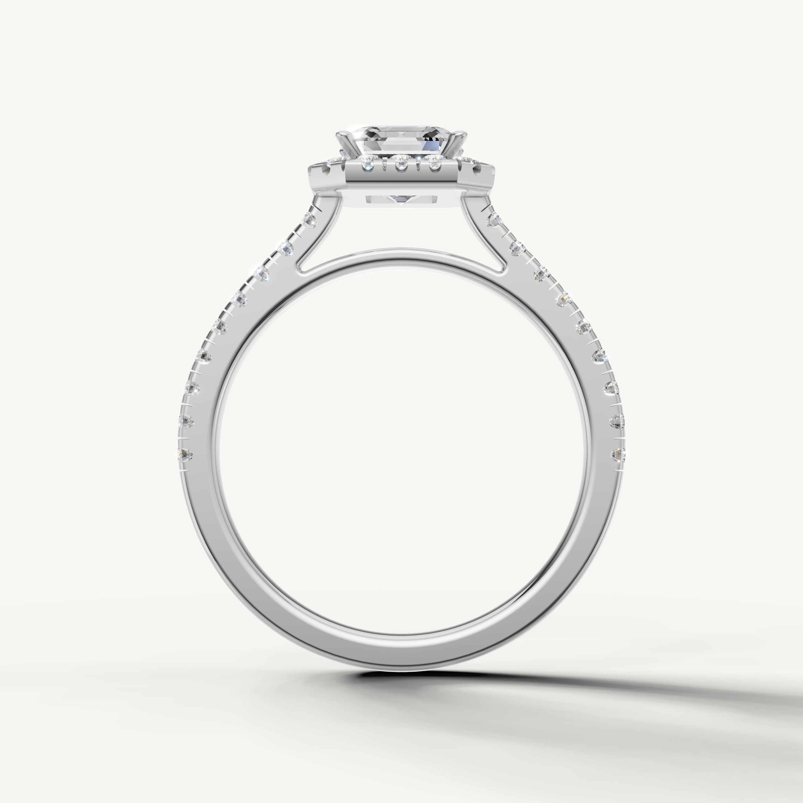 elegant asscher cut lab grown diamond halo engagement ring with timeless sparkle