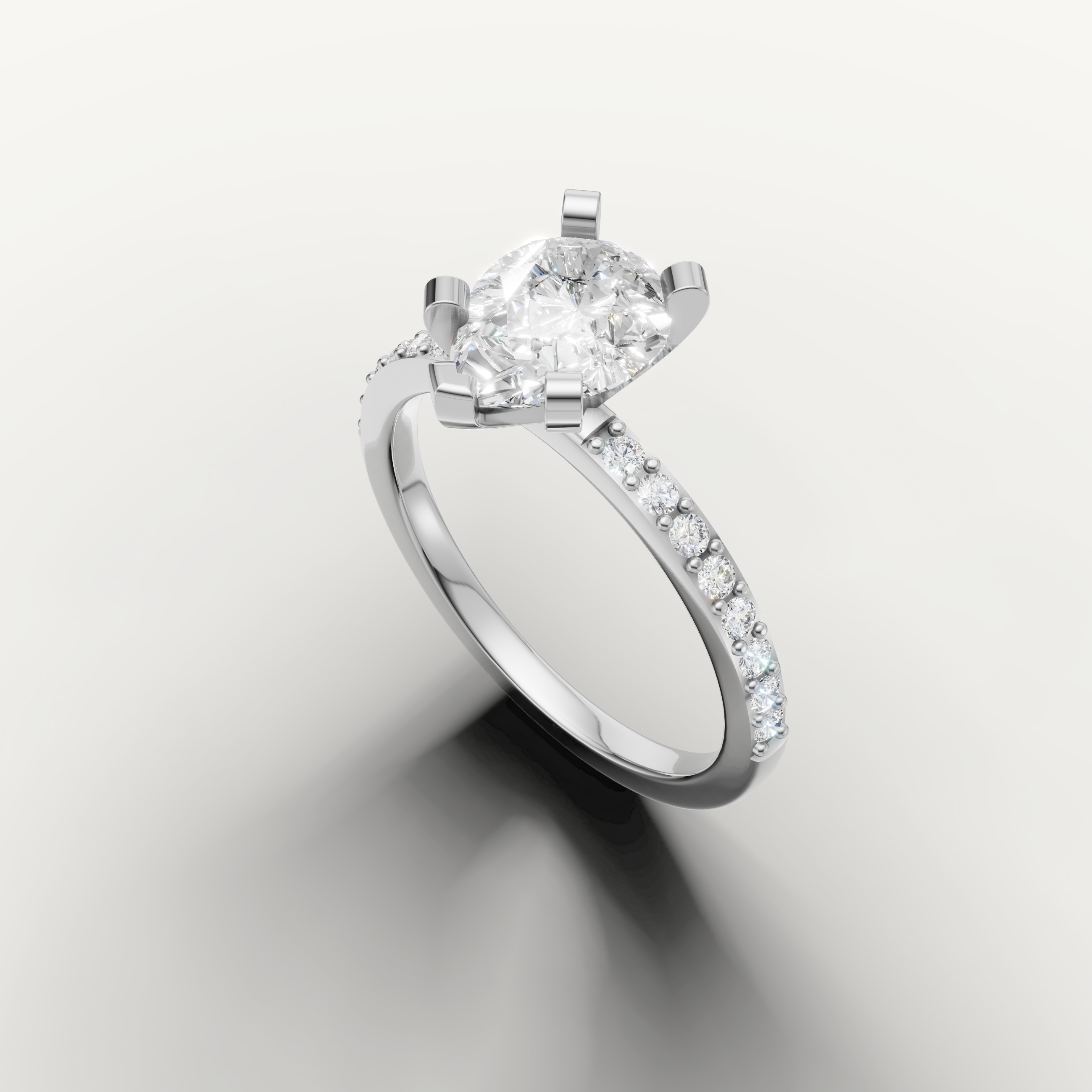 IGI certified pear lab grown diamond ring for women