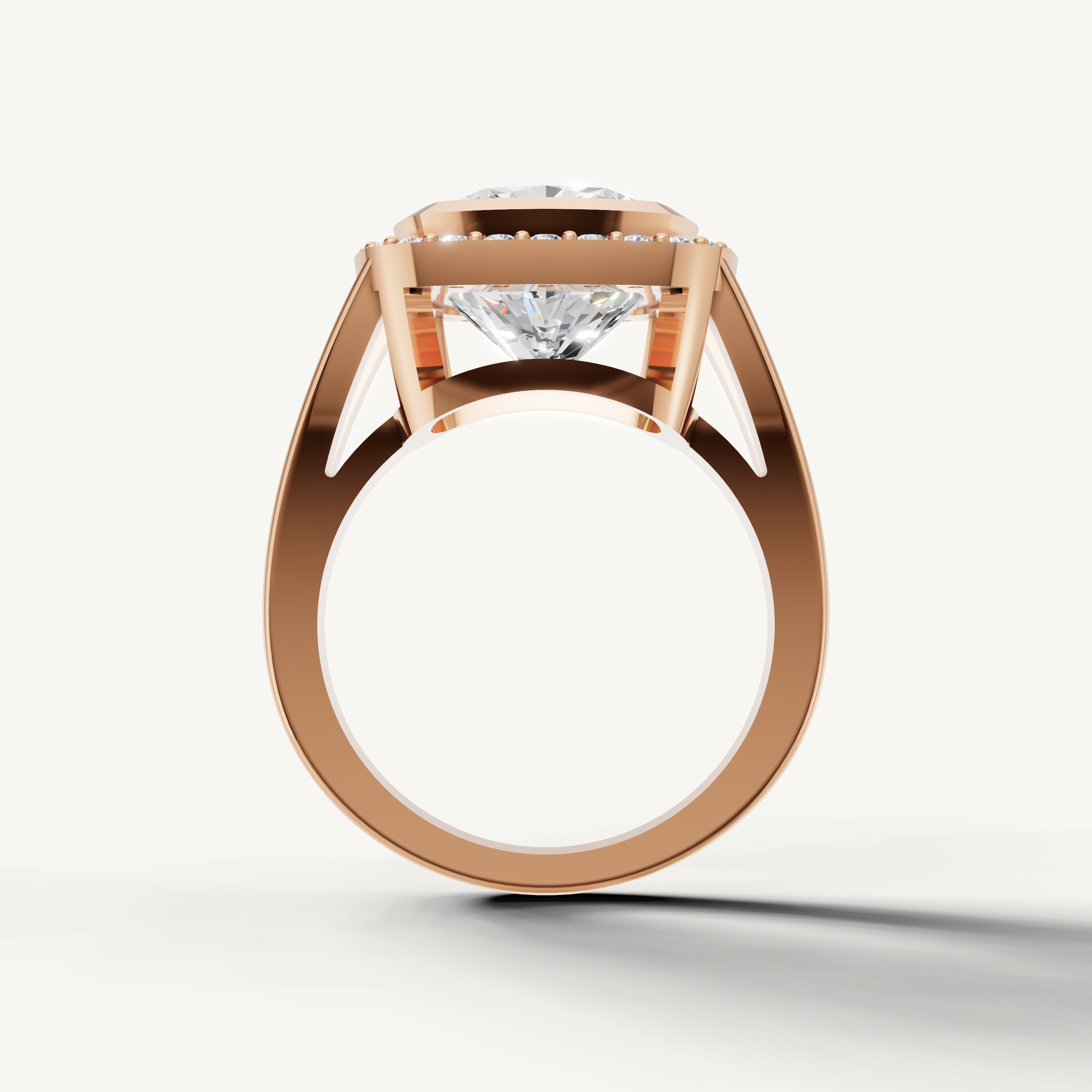 Raul Diamonds handcrafted rose gold pear diamond bridal ring.