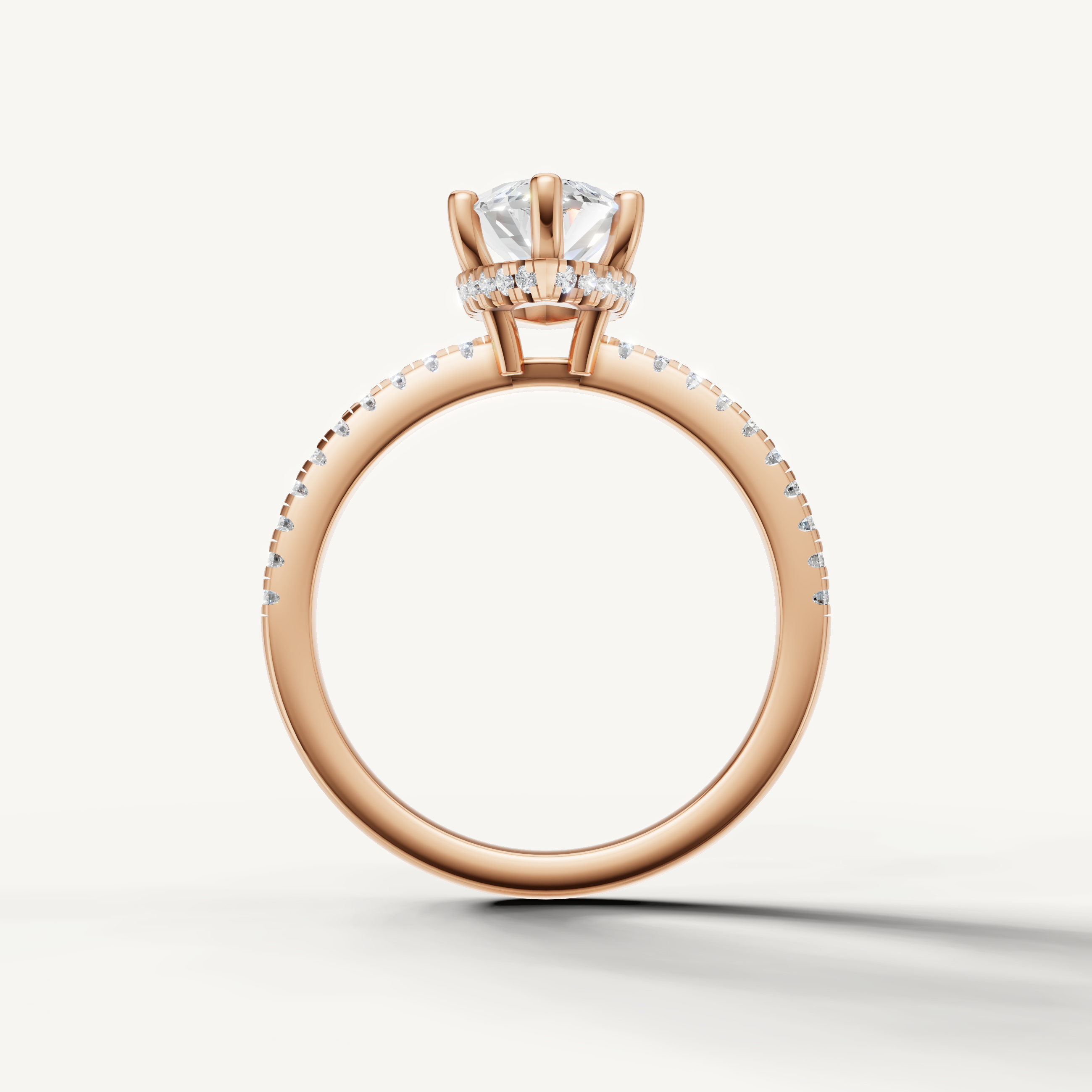 finger elongating marquise lab grown diamond ring with micro pavé band rose gold