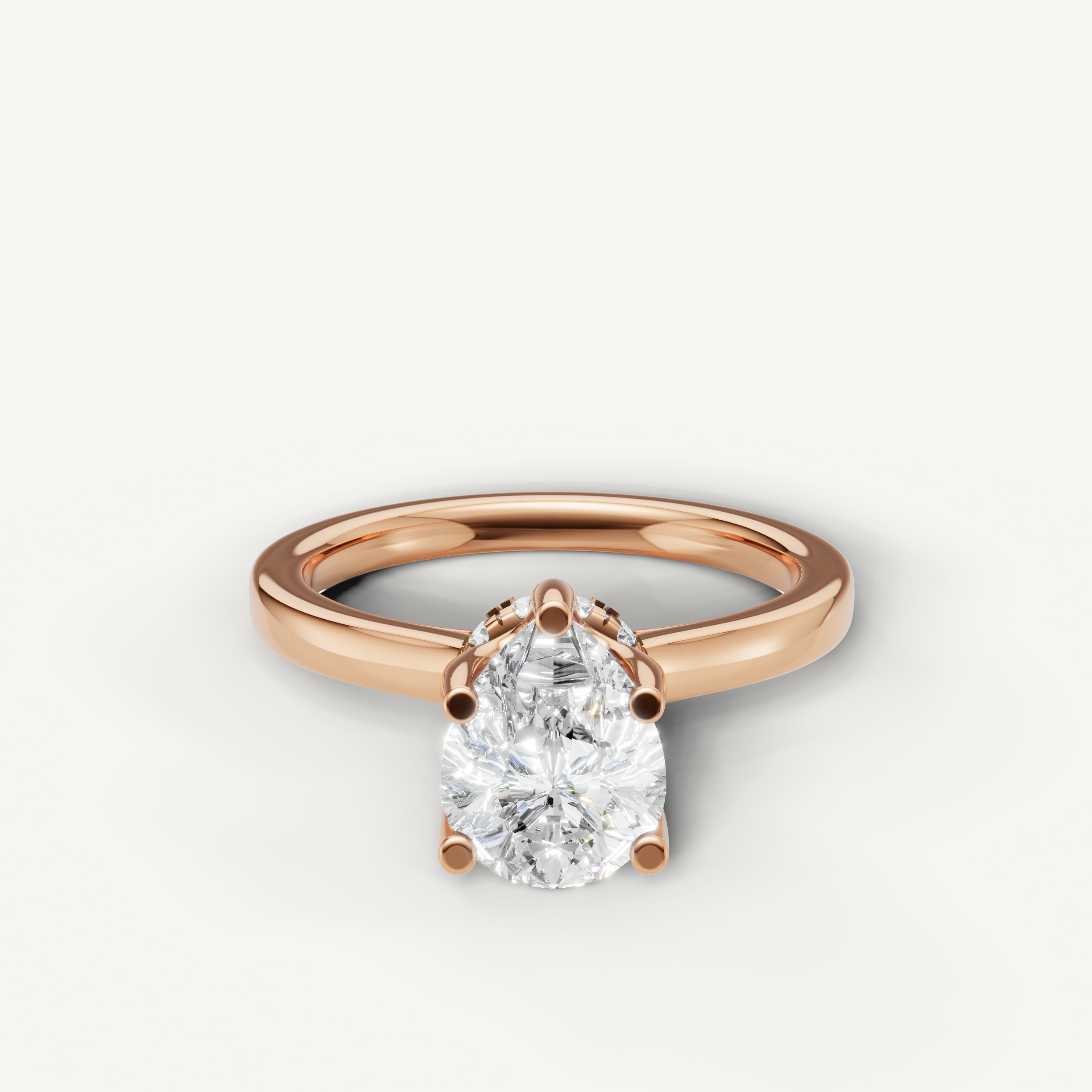 pear cut lab grown diamond solitaire engagement ring in 14k rose gold