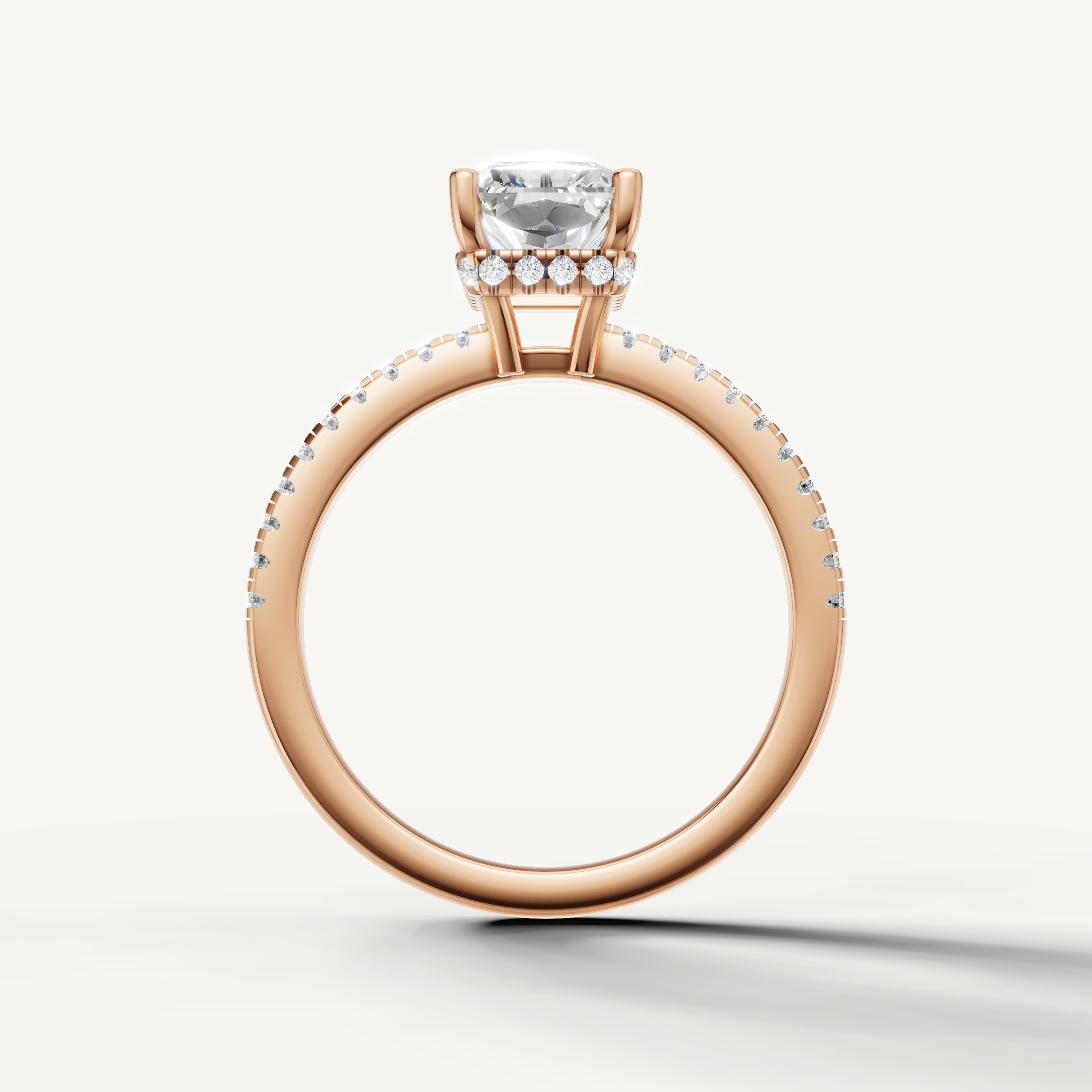 modern radiant cut lab grown diamond ring with brilliant faceting and rose gold setting