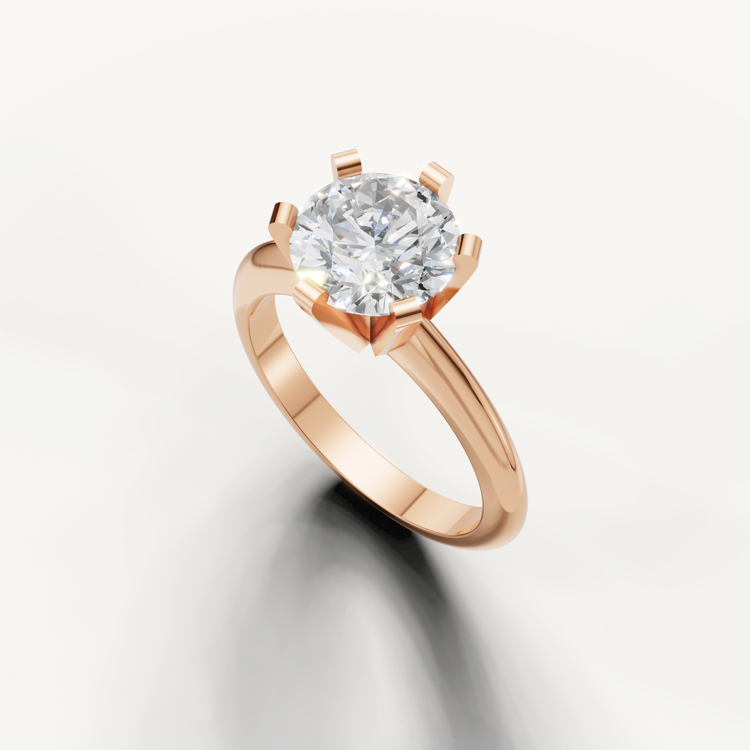 Luxury rose gold round diamond engagement ring with timeless style.