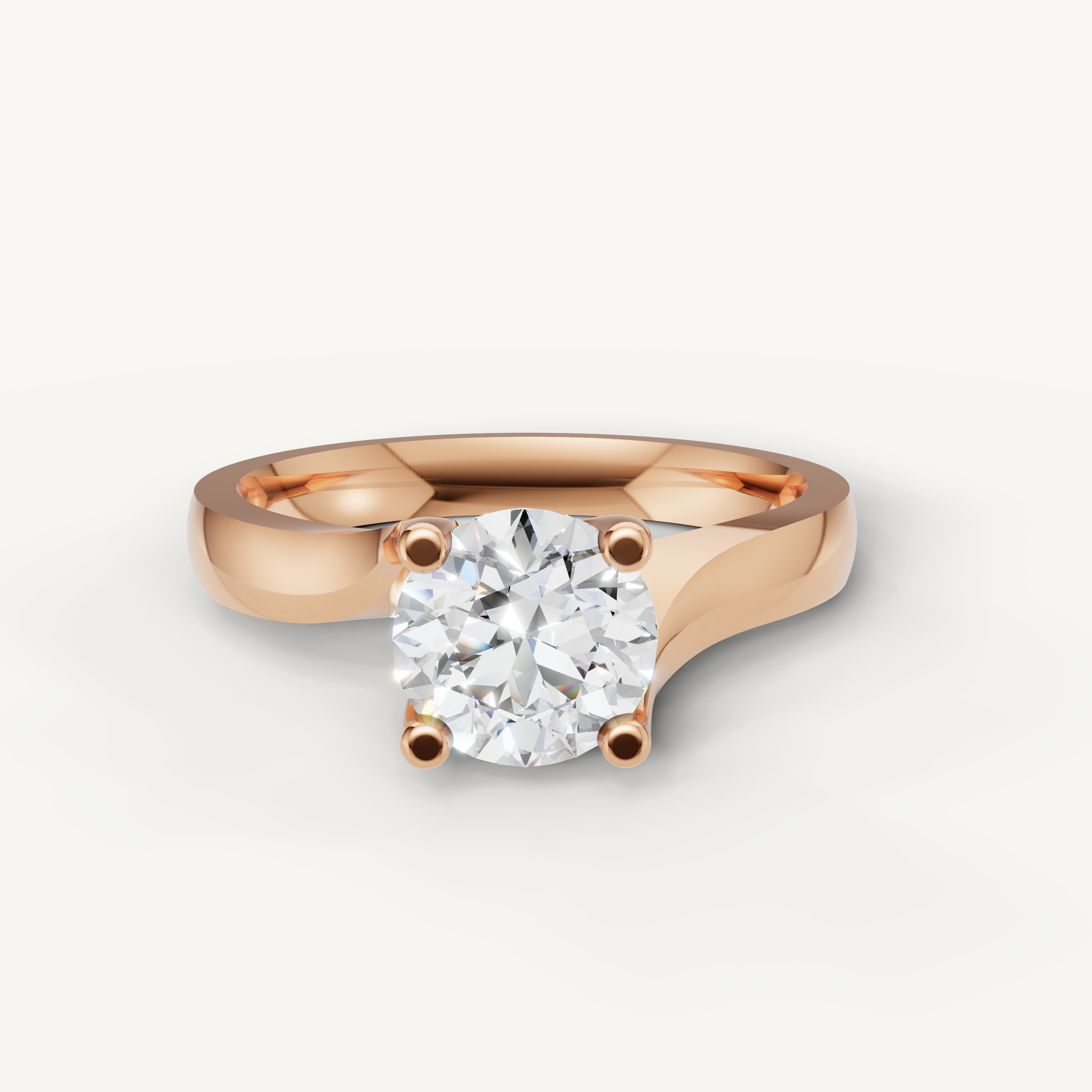 Raul Diamonds rose gold round solitaire engagement ring with smooth band