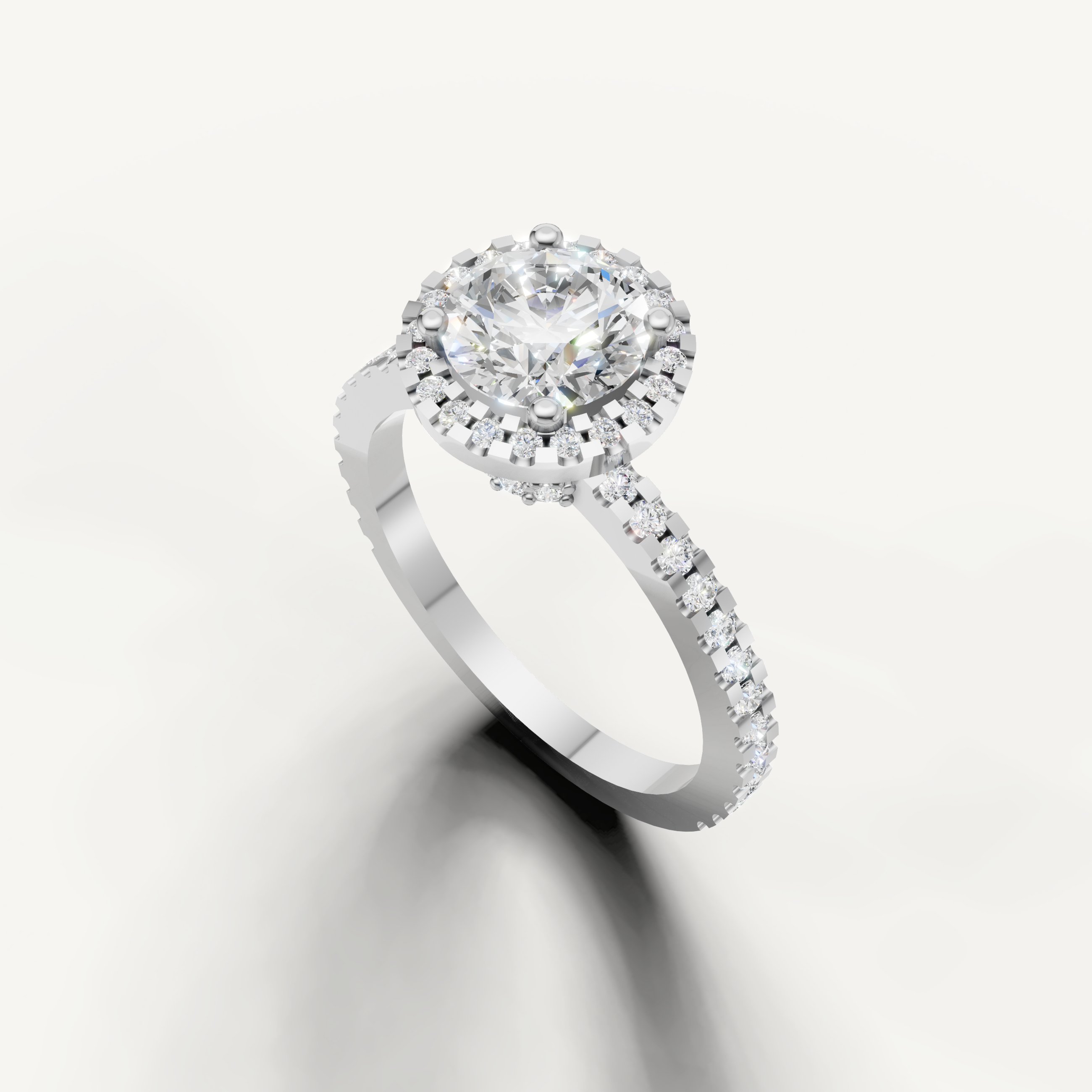 Fine jewelry round cut diamond engagement ring from Raul Diamonds.