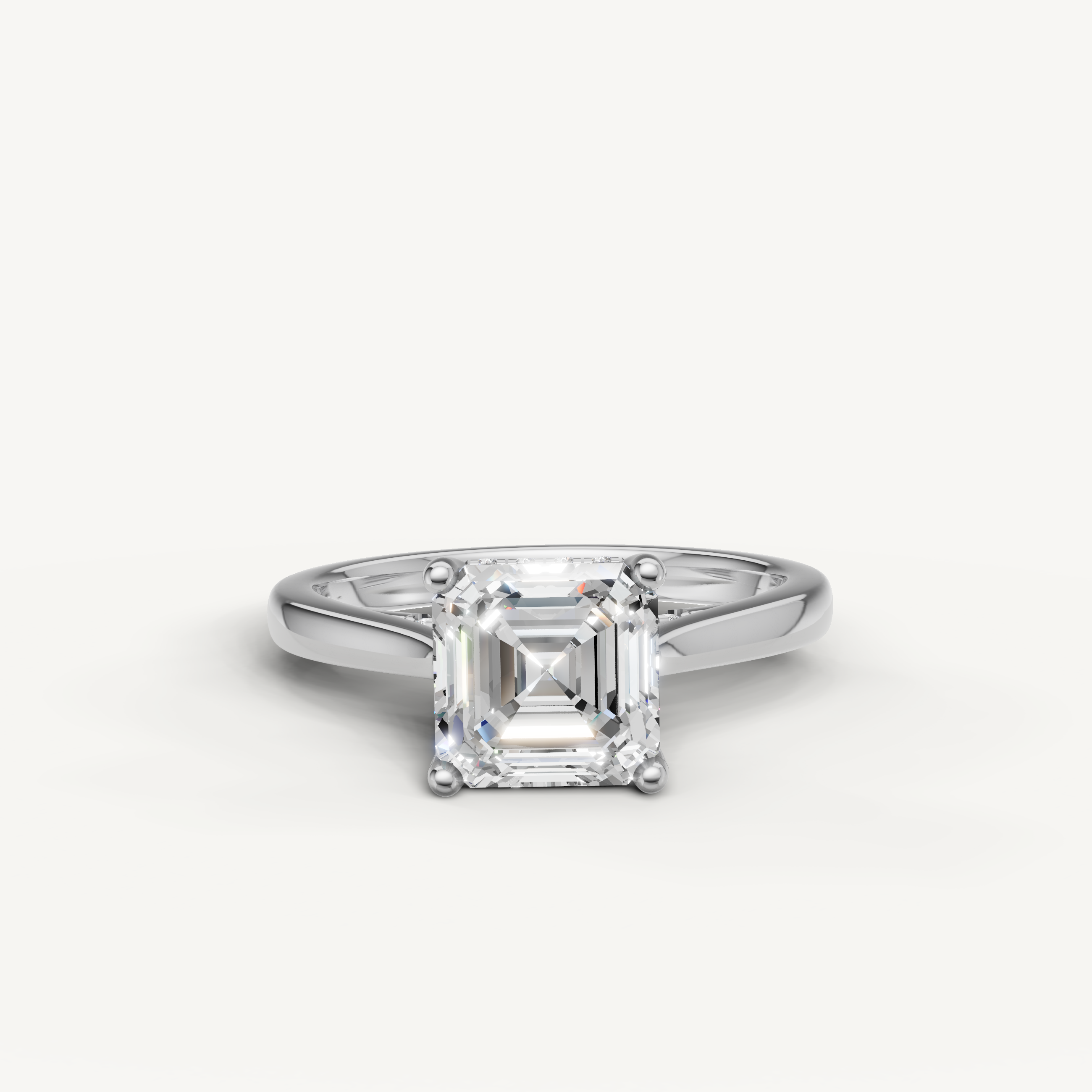asscher cut lab grown diamond solitaire engagement ring in 14k white gold