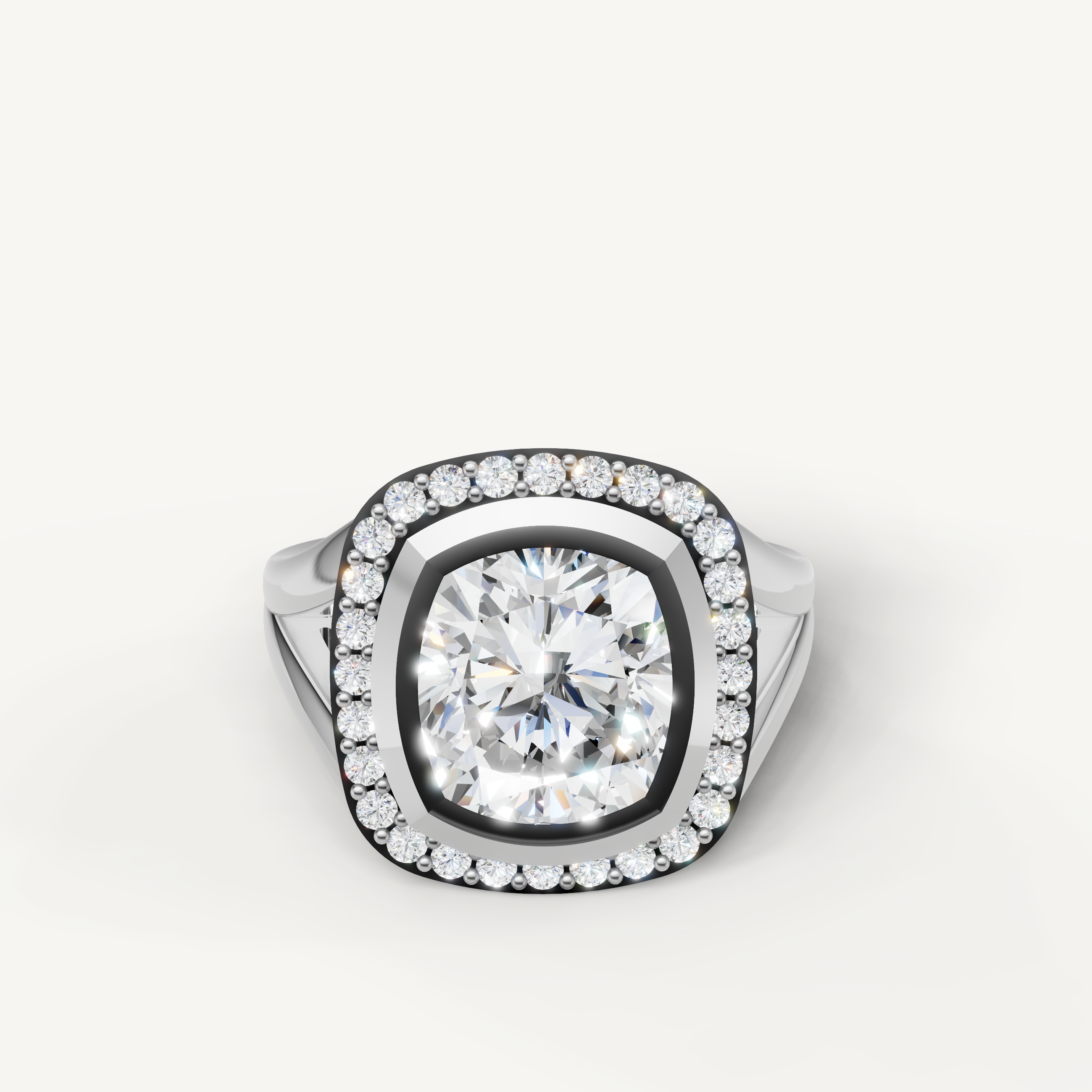 White gold pear diamond halo engagement ring from Raul Diamonds collection.