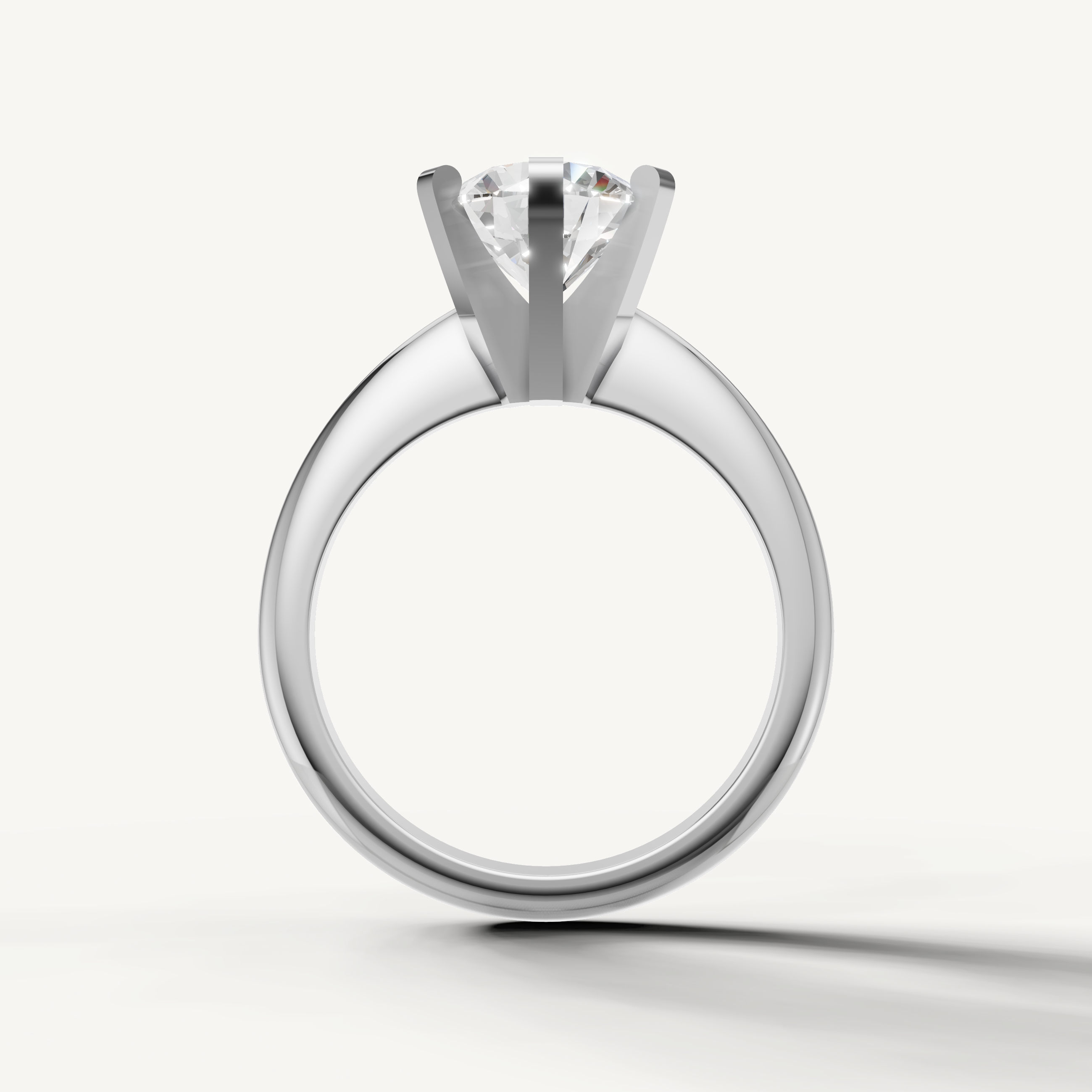 Premium white gold round diamond engagement ring with sleek minimalist band by Raul Diamonds.