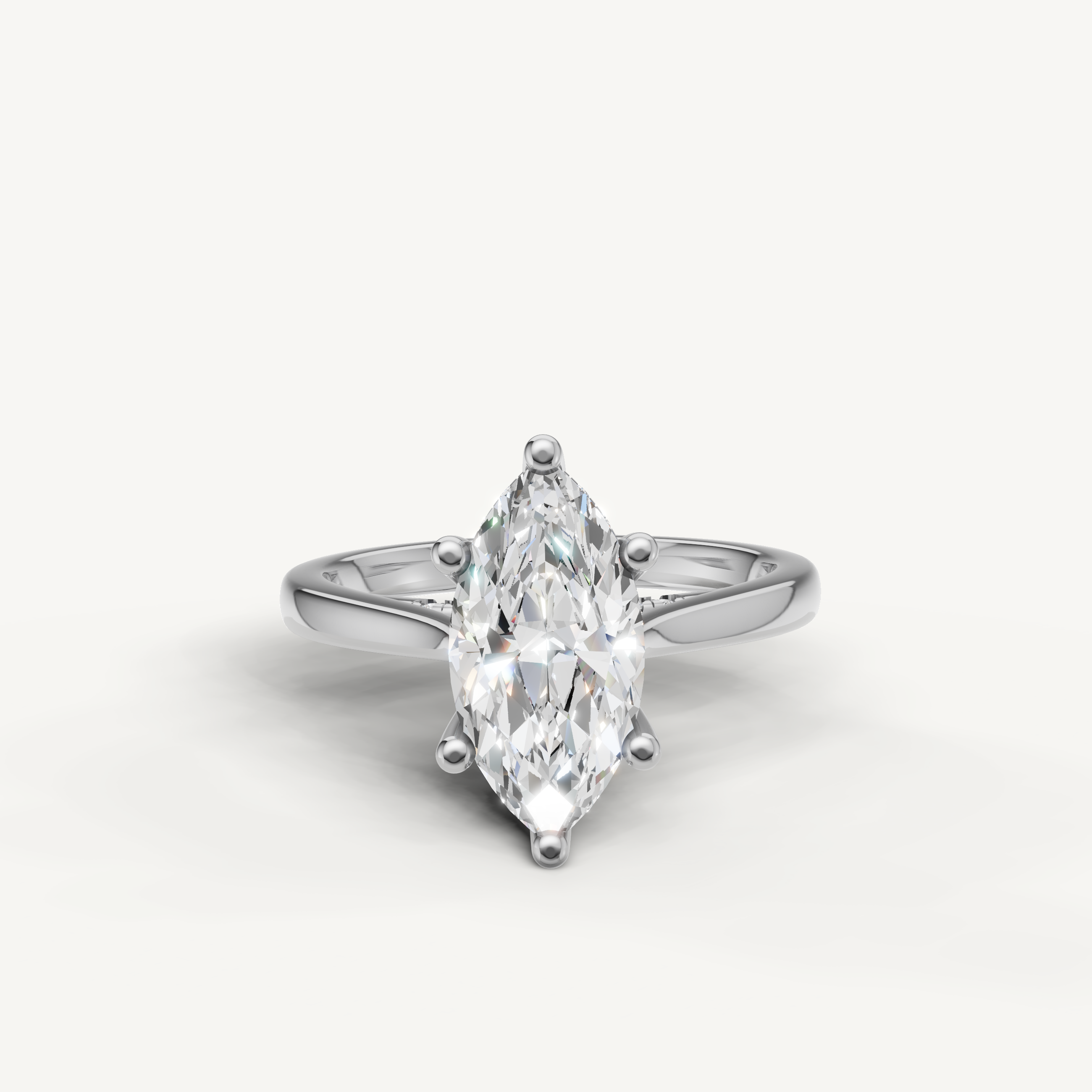 marquise cut lab grown diamond solitaire engagement ring in 14k white gold
