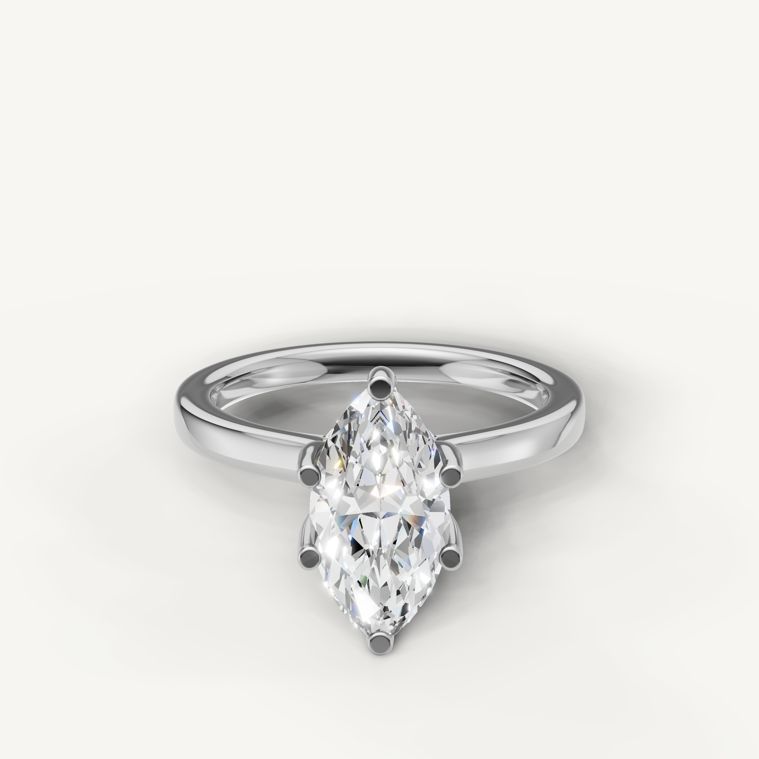 modern marquise lab grown diamond solitaire ring with delicate white gold band