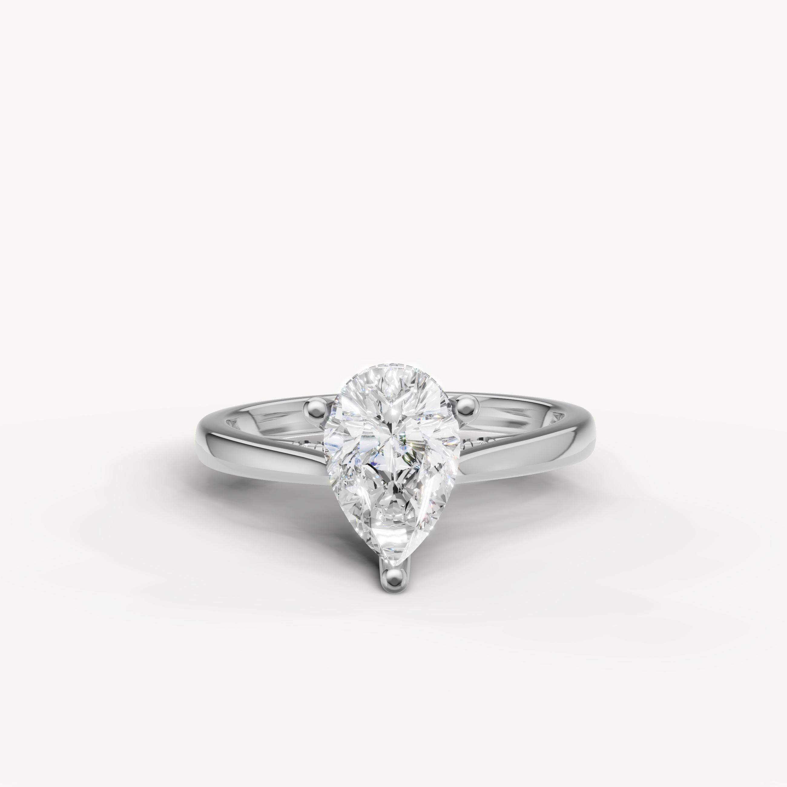 14K white gold pear-shaped lab-grown diamond engagement ring with hidden halo by Raul Diamonds