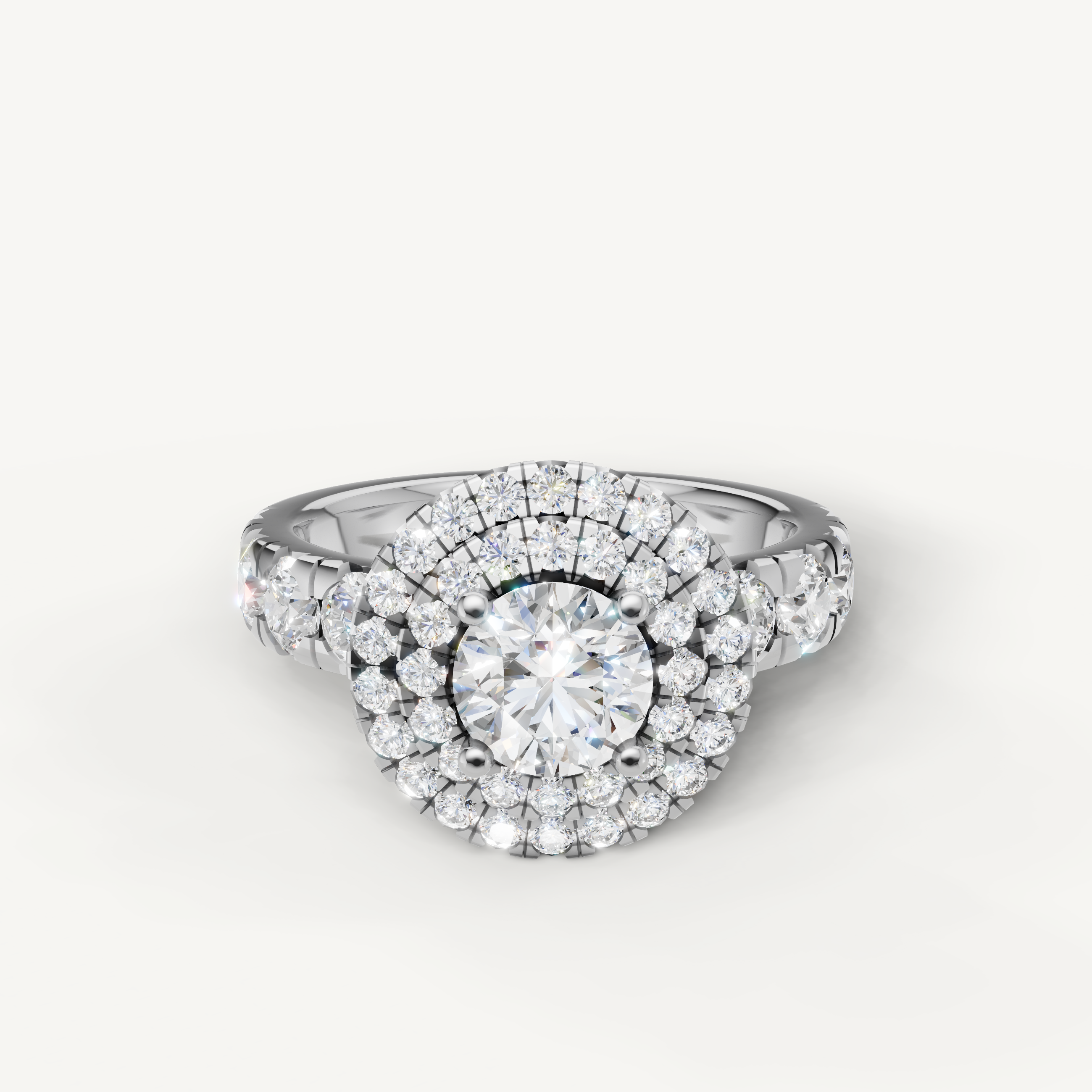 Raul Diamonds white gold round cut engagement ring with brilliant halo diamonds