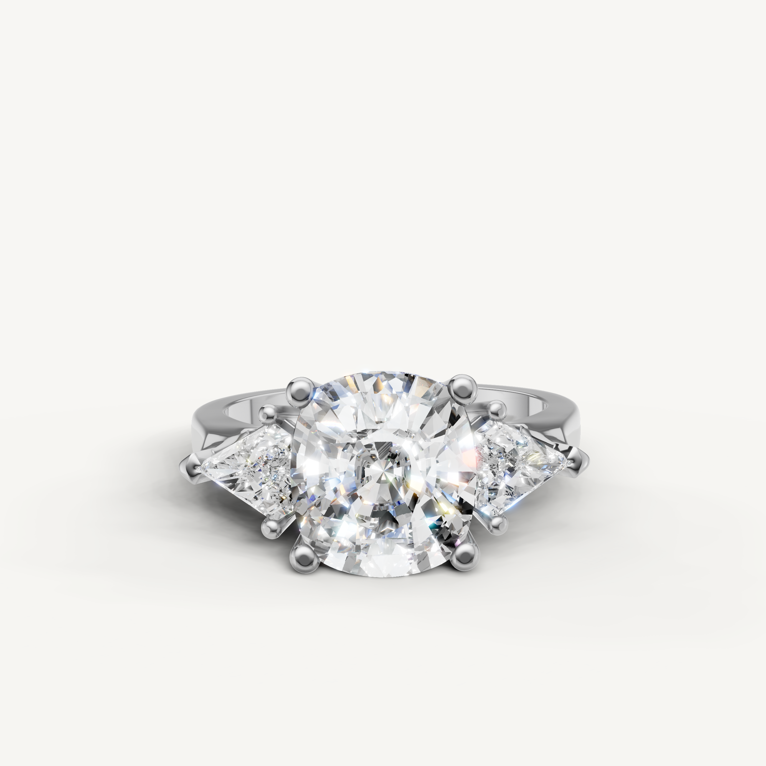 Raul Diamonds white gold round cut engagement ring with brilliant pear diamonds