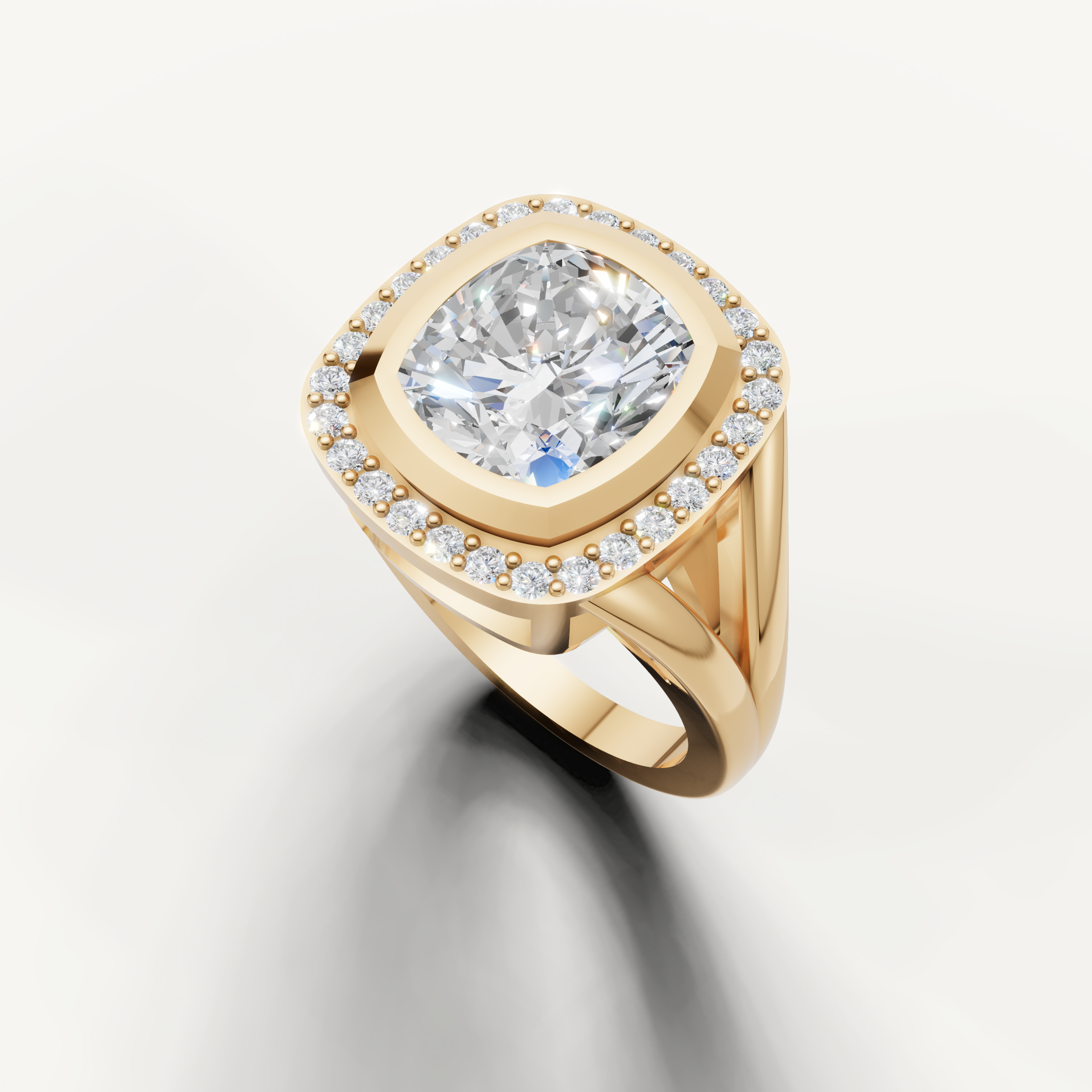 Pear cut diamond halo ring with sparkling pavé diamonds from Raul Diamonds.