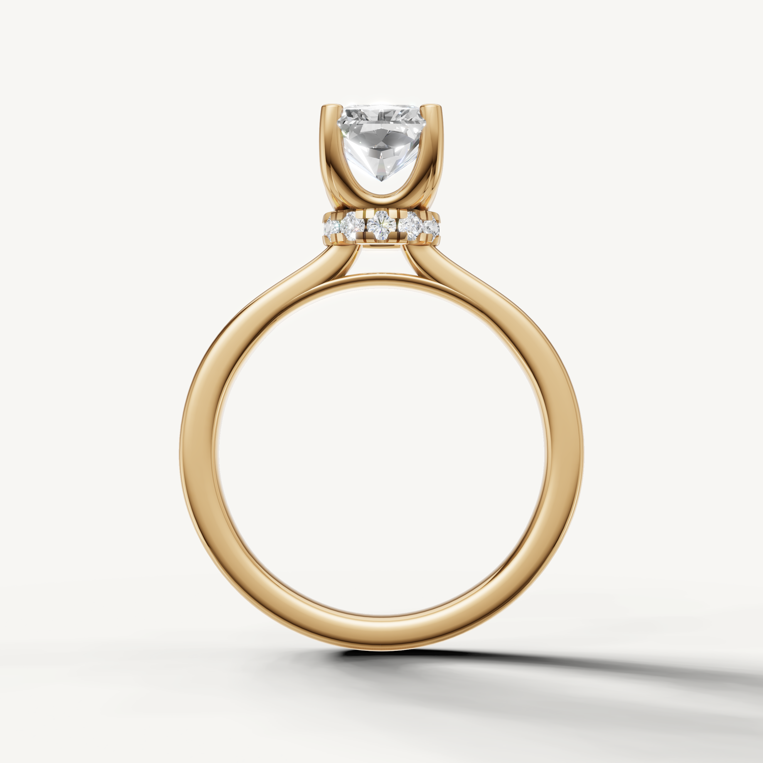 minimalist radiant cut lab grown diamond engagement ring with sleek yellow gold setting