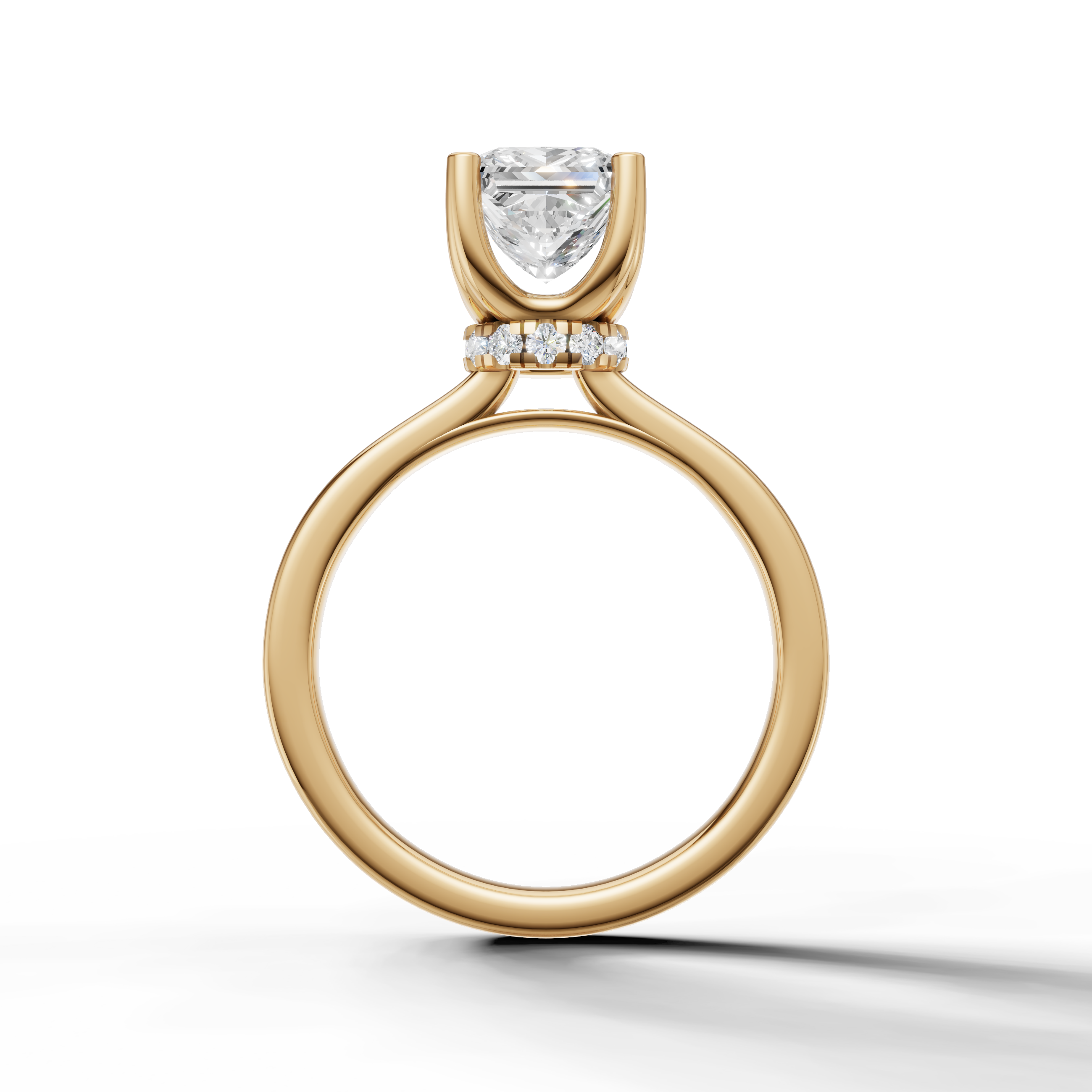 minimalist princess cut lab grown diamond engagement ring with sleek yellow gold setting
