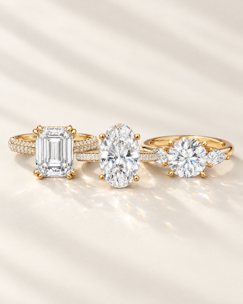 A row of engagement rings