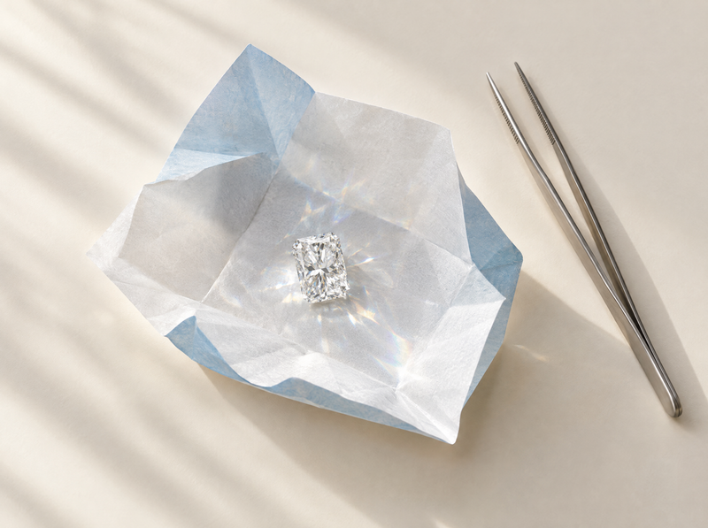 Diamond on an opened parcel paper