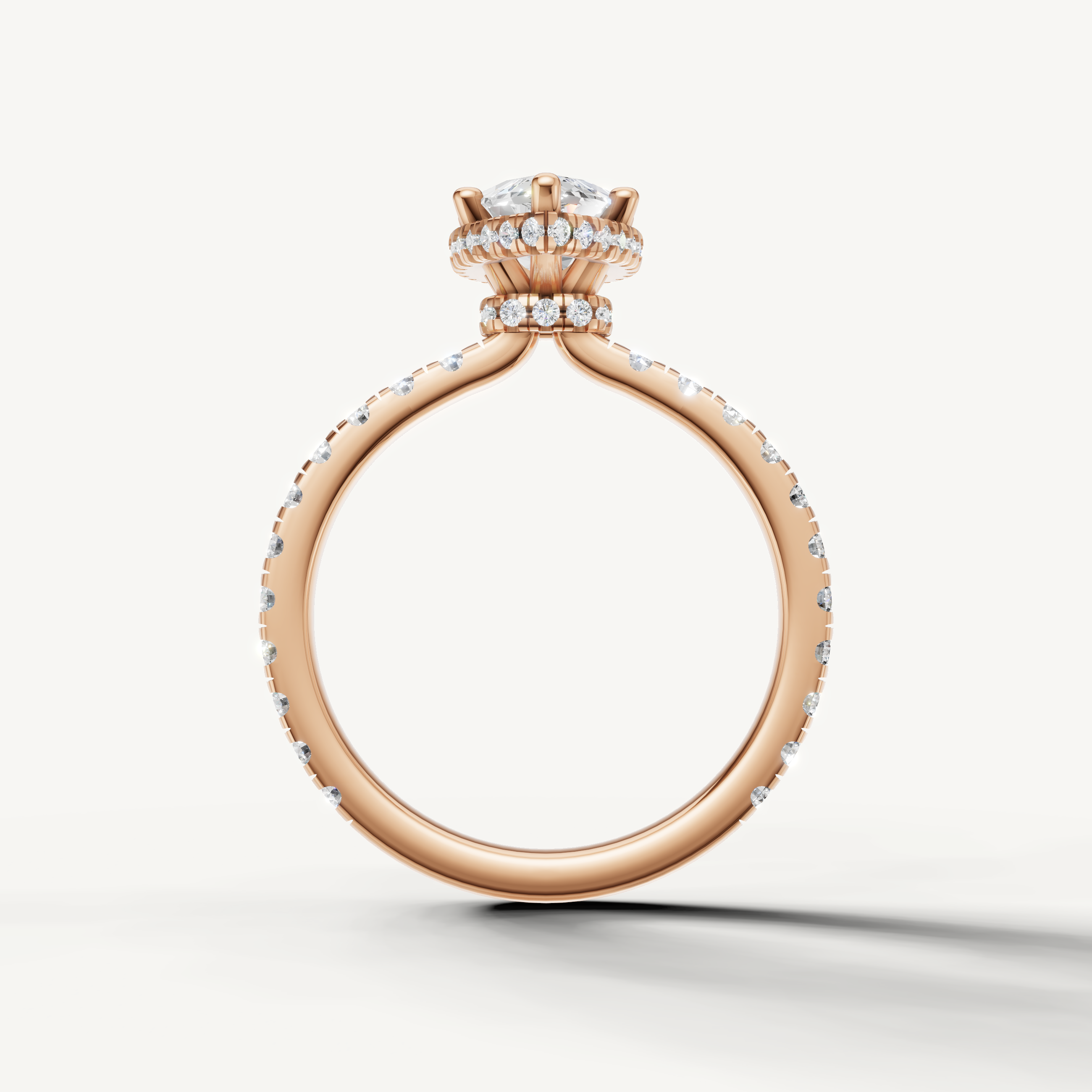 feminine marquise engagement ring with pavé diamonds and hidden halo