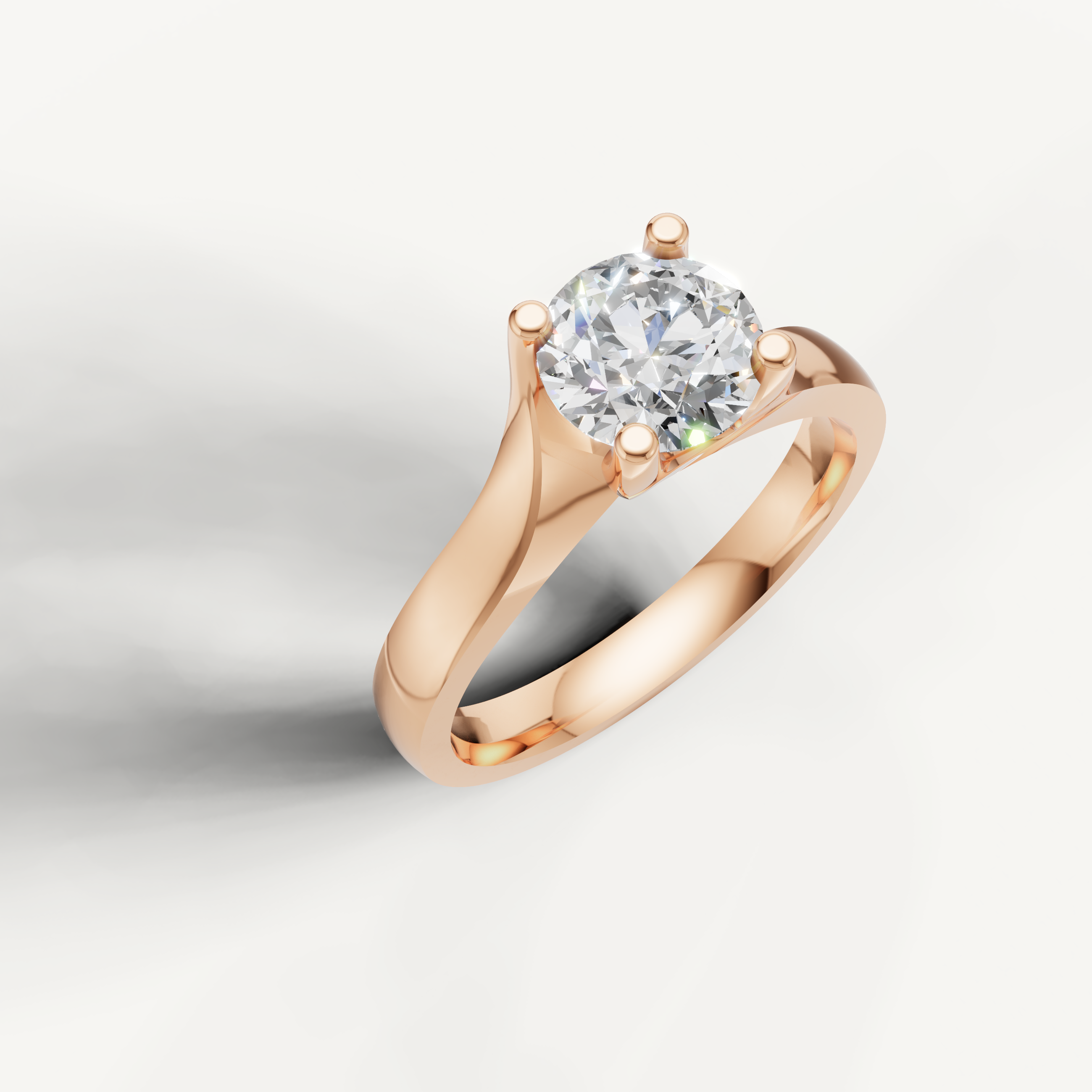 Minimalist round cut diamond ring in rose gold by Raul Diamonds